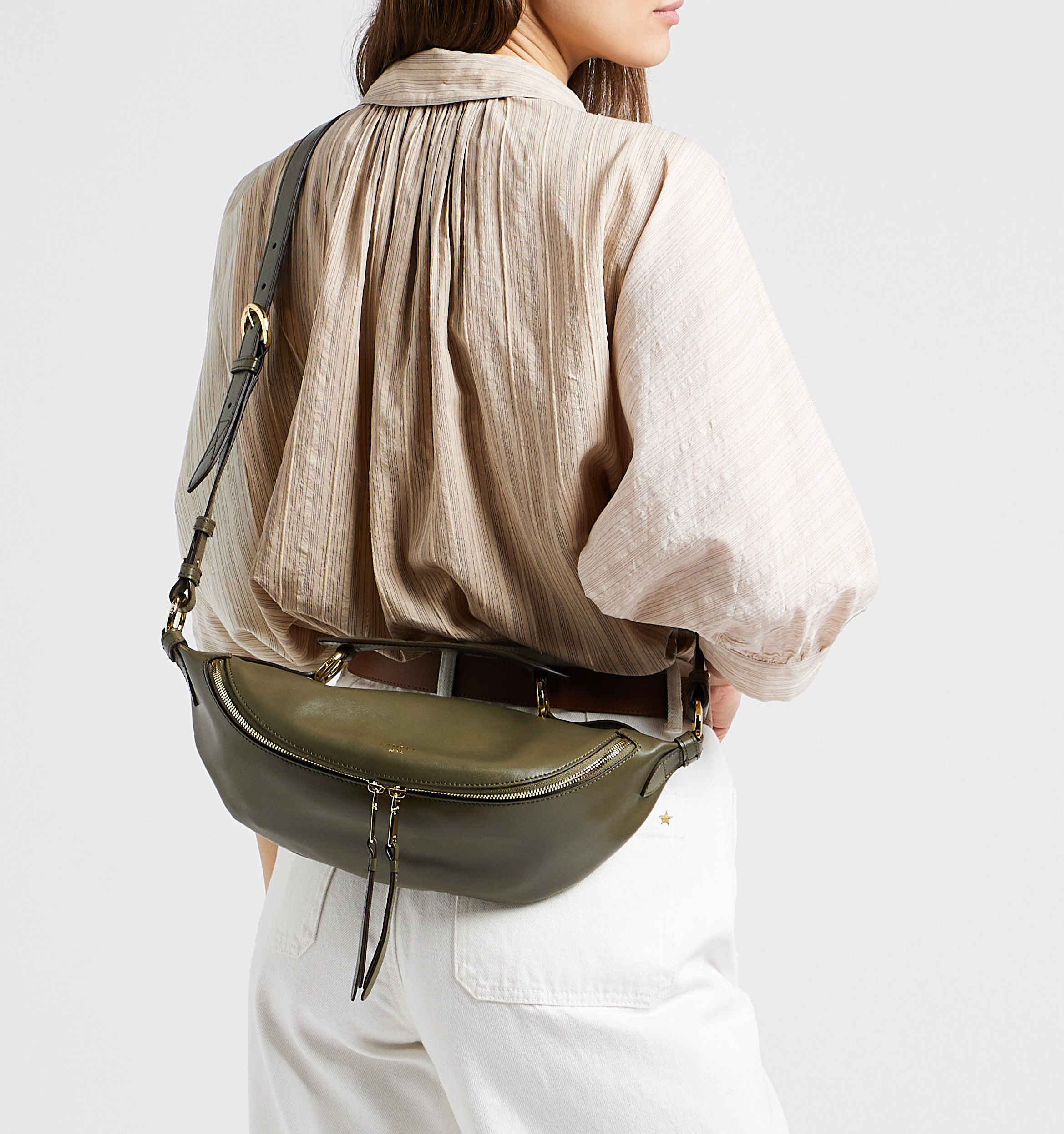 Umhängetasche aus Leder LANCEL Khaki