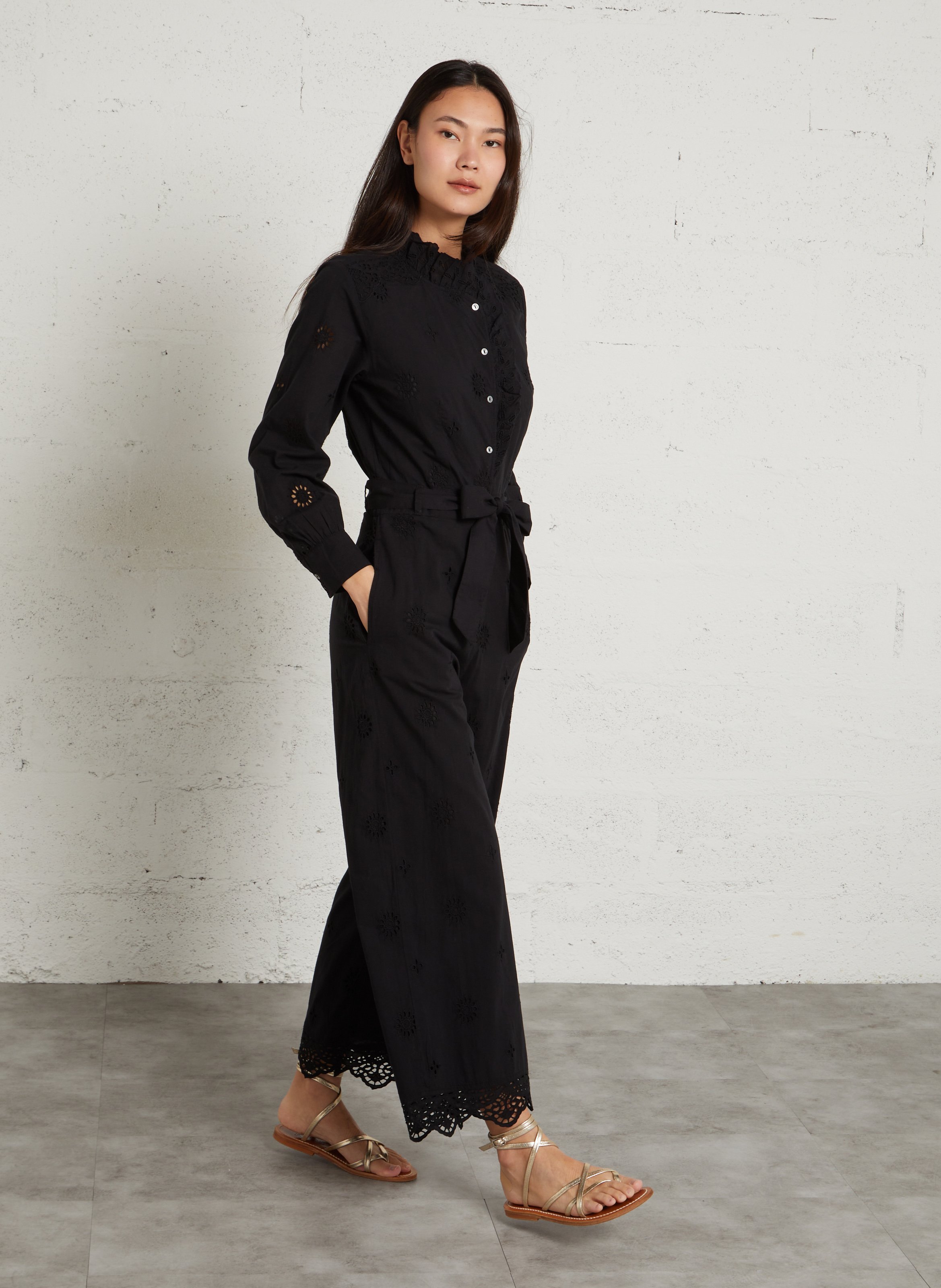 Overall met ronde hals van biologisch katoen LOUISE MISHA Zwart