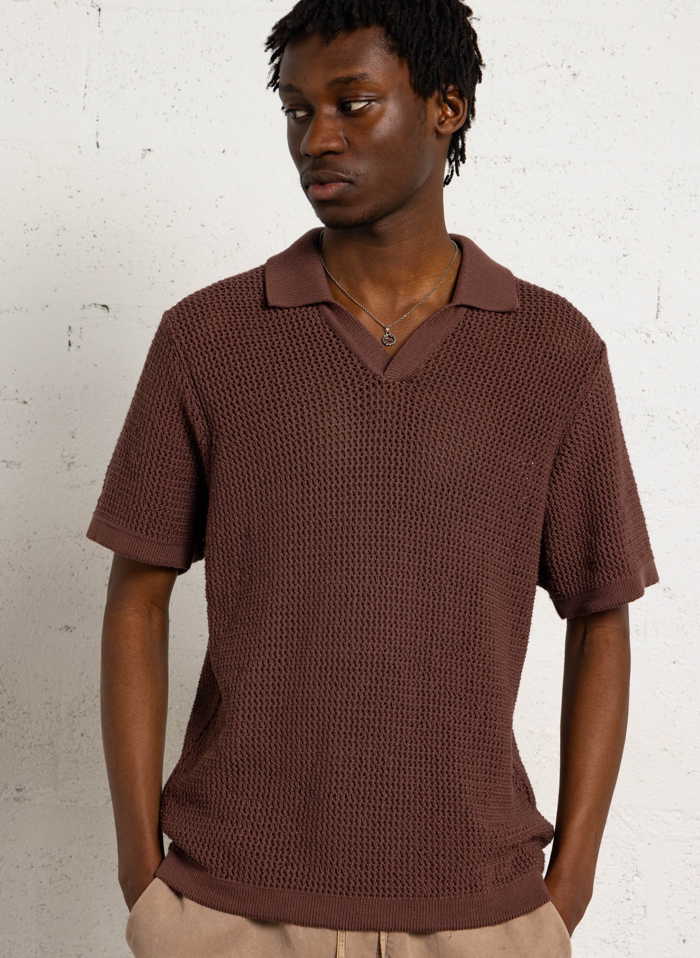 Gerade geschnittenes Poloshirt aus Baumwoll-Mix IKKS Braun