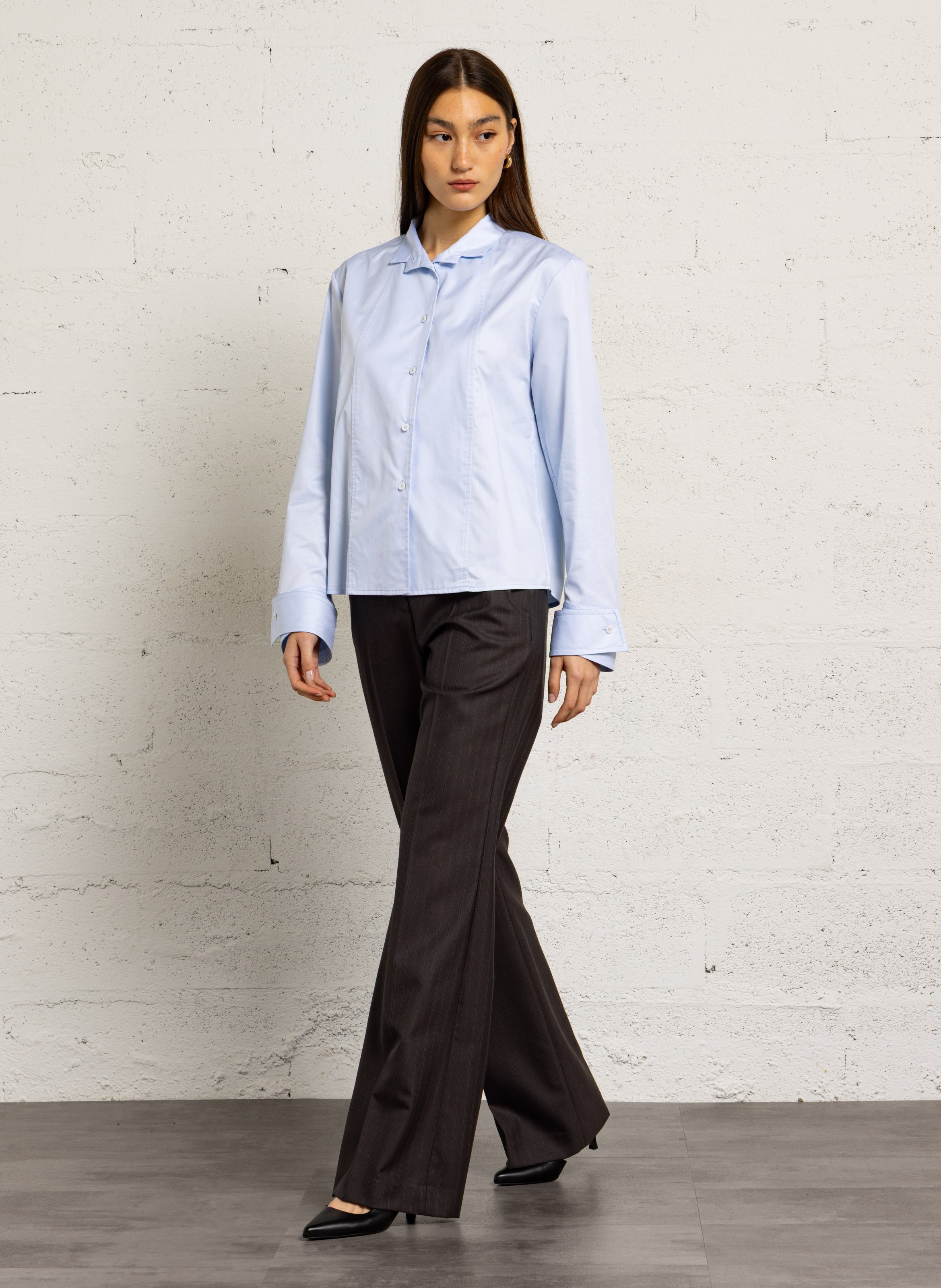 Pantalon tailleur flare rayé en laine MARGAUX LONNBERG Multicolore