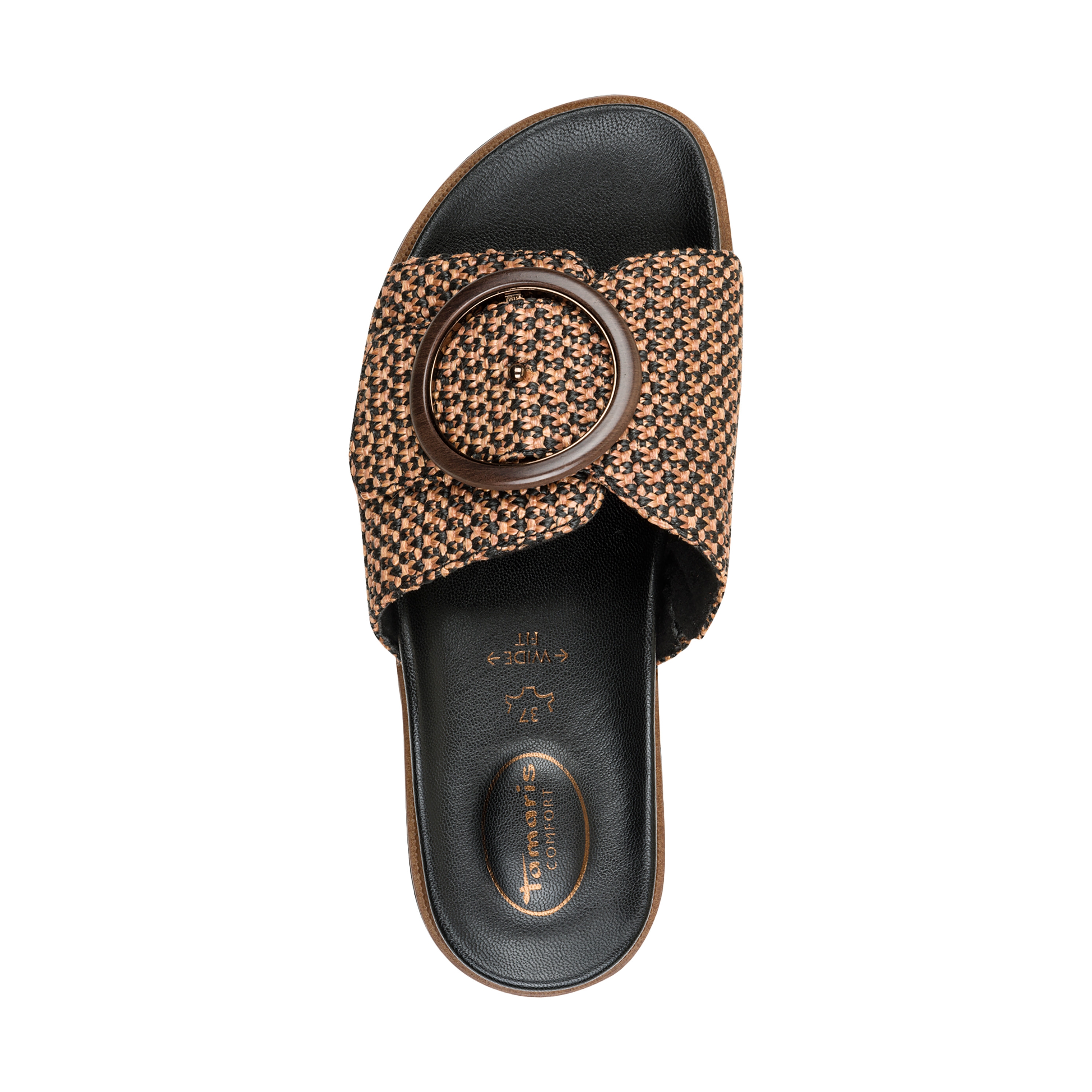 Leather Comfort Sandals TAMARIS Black