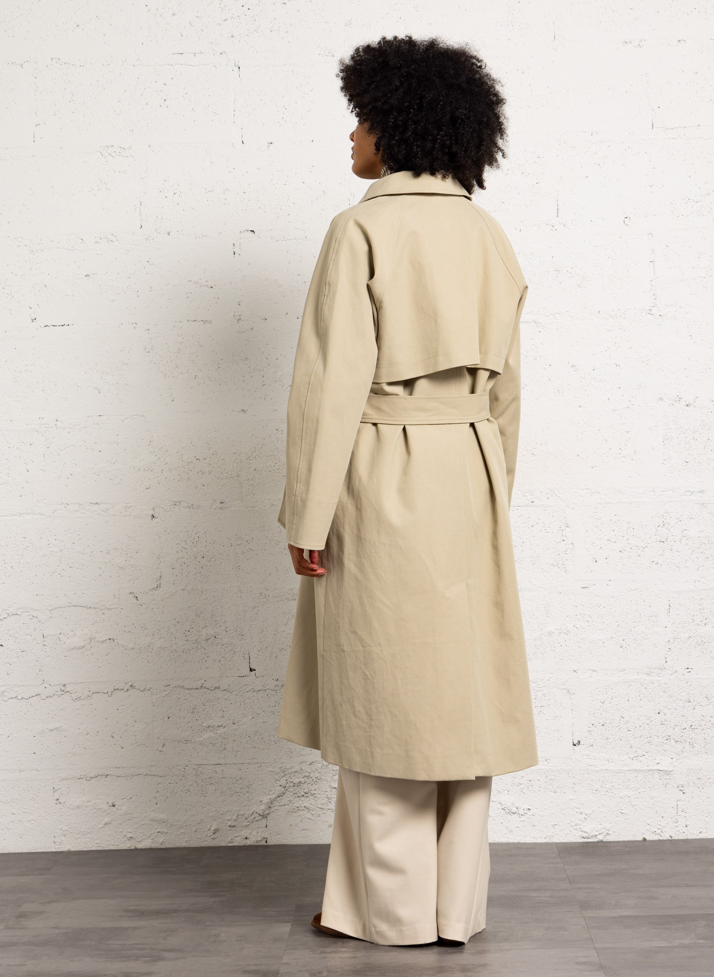 Trench en coton col classique SUNCOO Beige