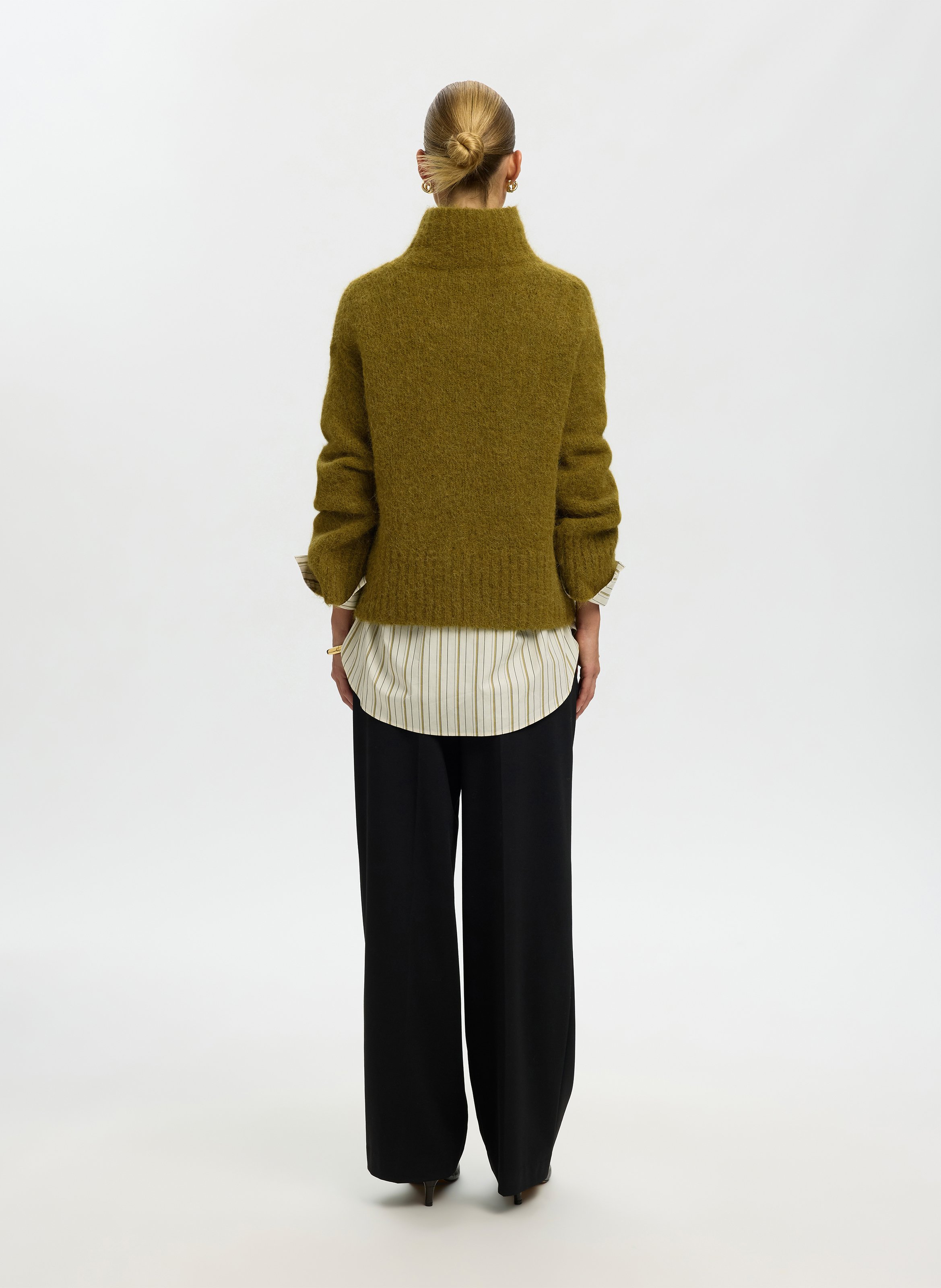Pull col montant en laine mélangée | Vert SELECTED Femme
