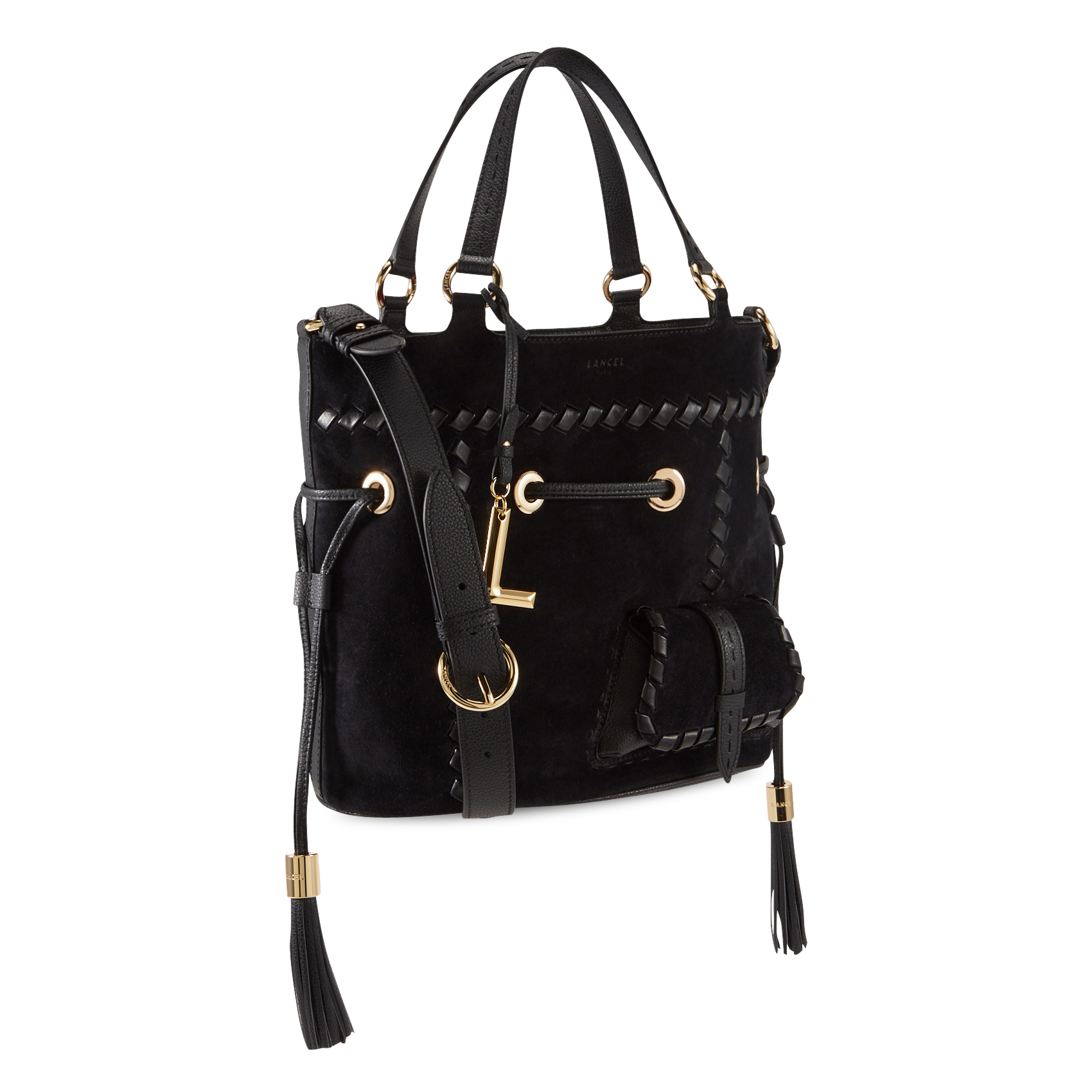 Beuteltasche aus Veloursleder LANCEL Schwarz