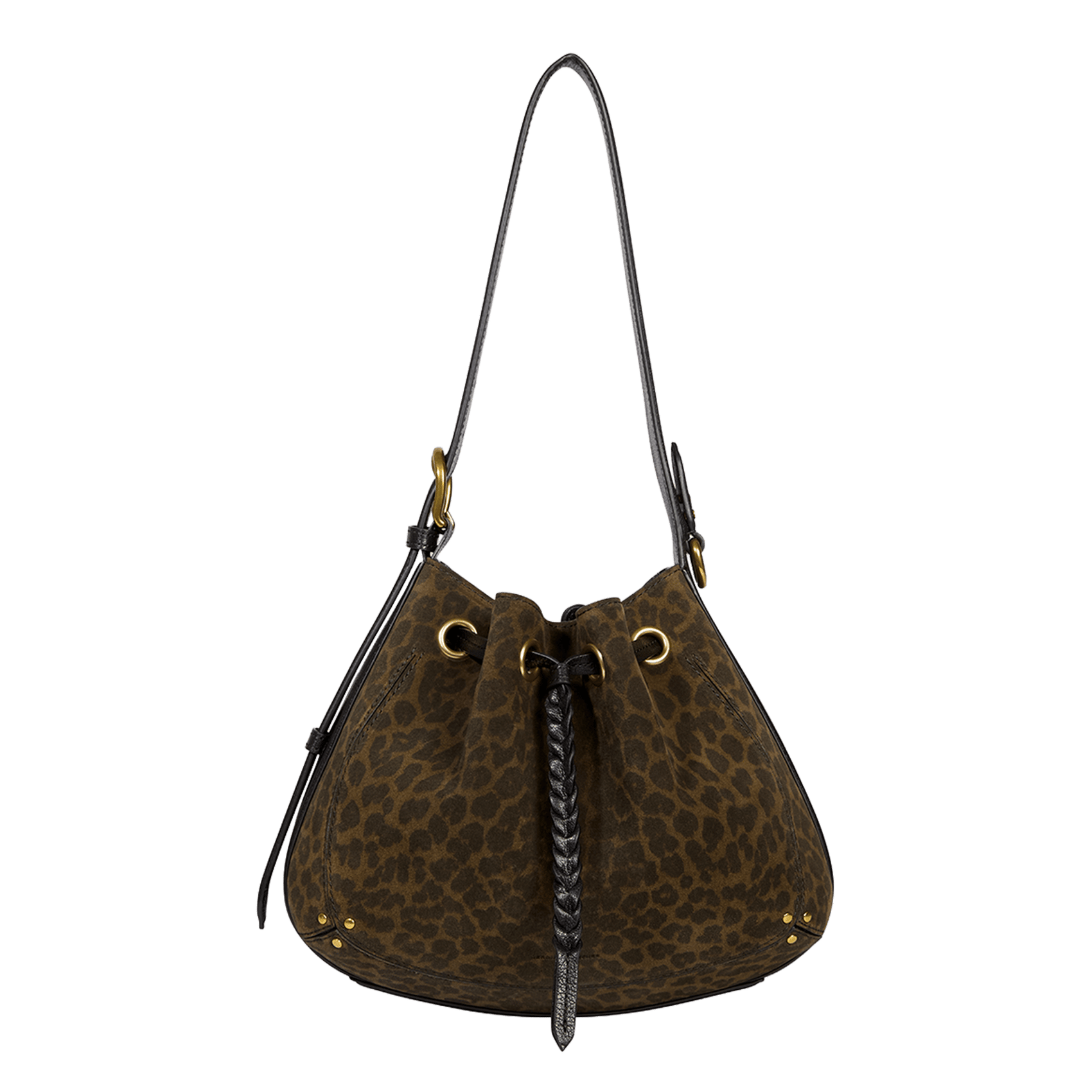 Strukturierte Ledereimer-Tasche JEROME DREYFUSS Khaki