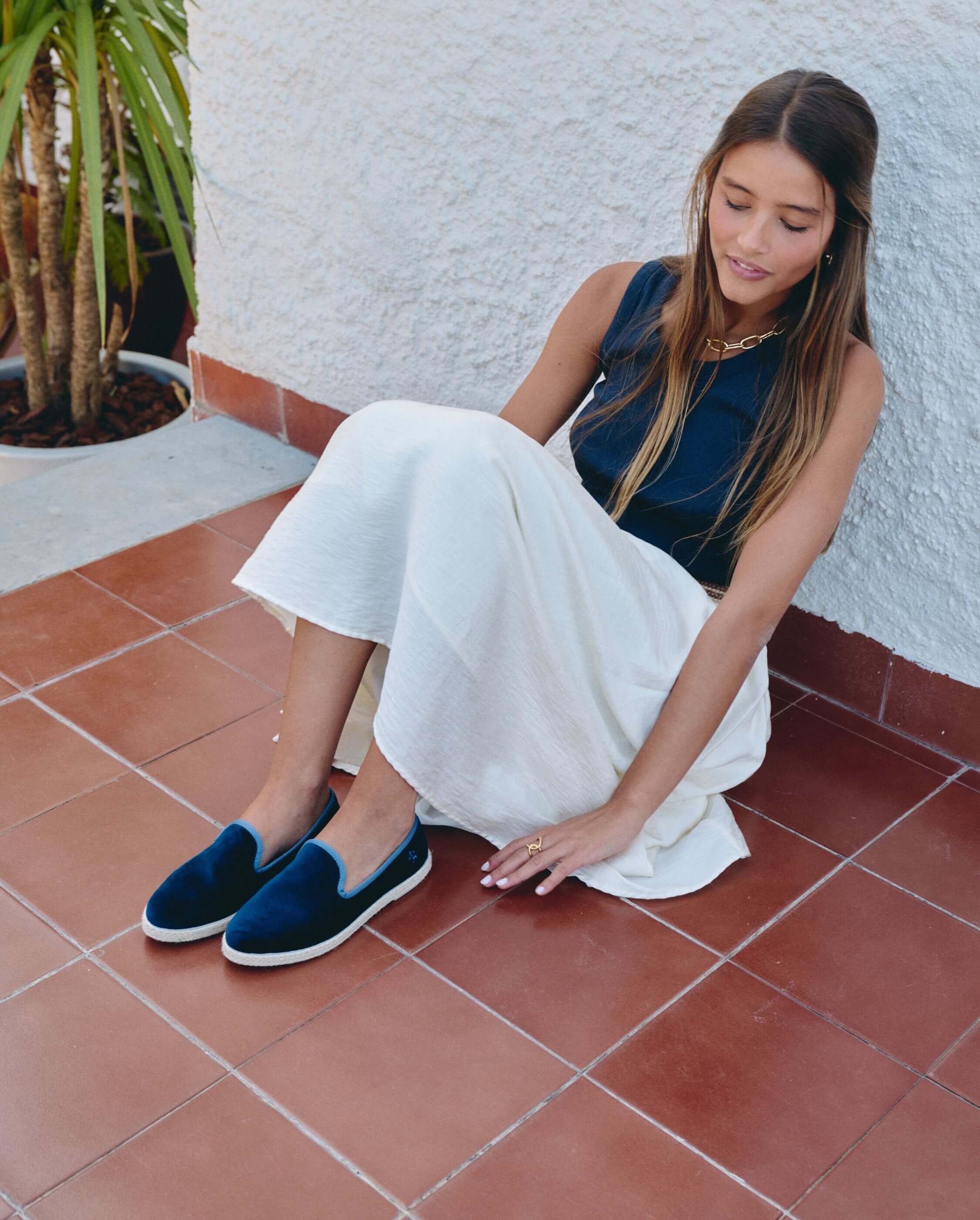Women's espadrille CENITZ, blueberry velvet ANGARDE Blue