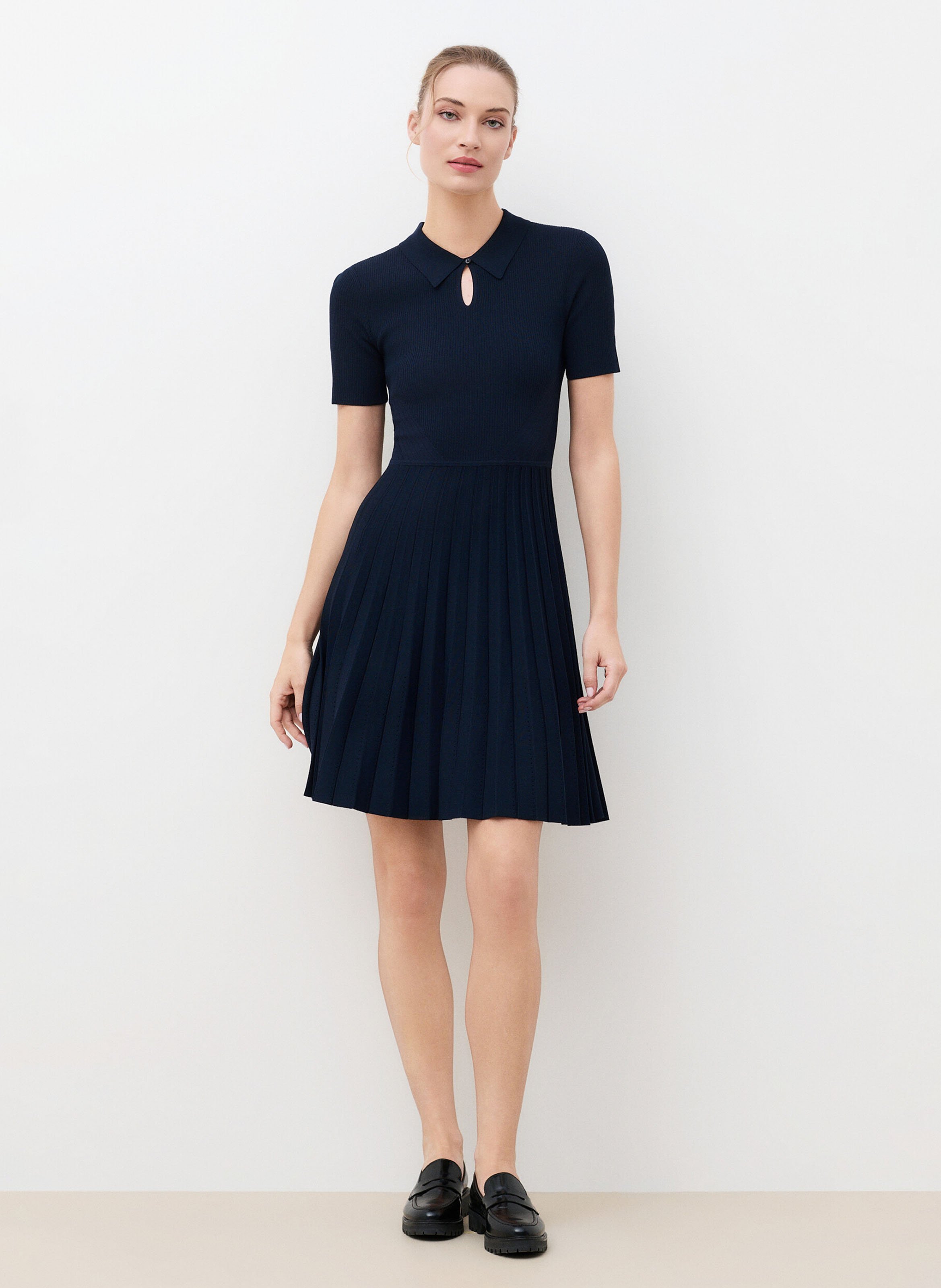 Robe courte col classique  CAROLL Bleu