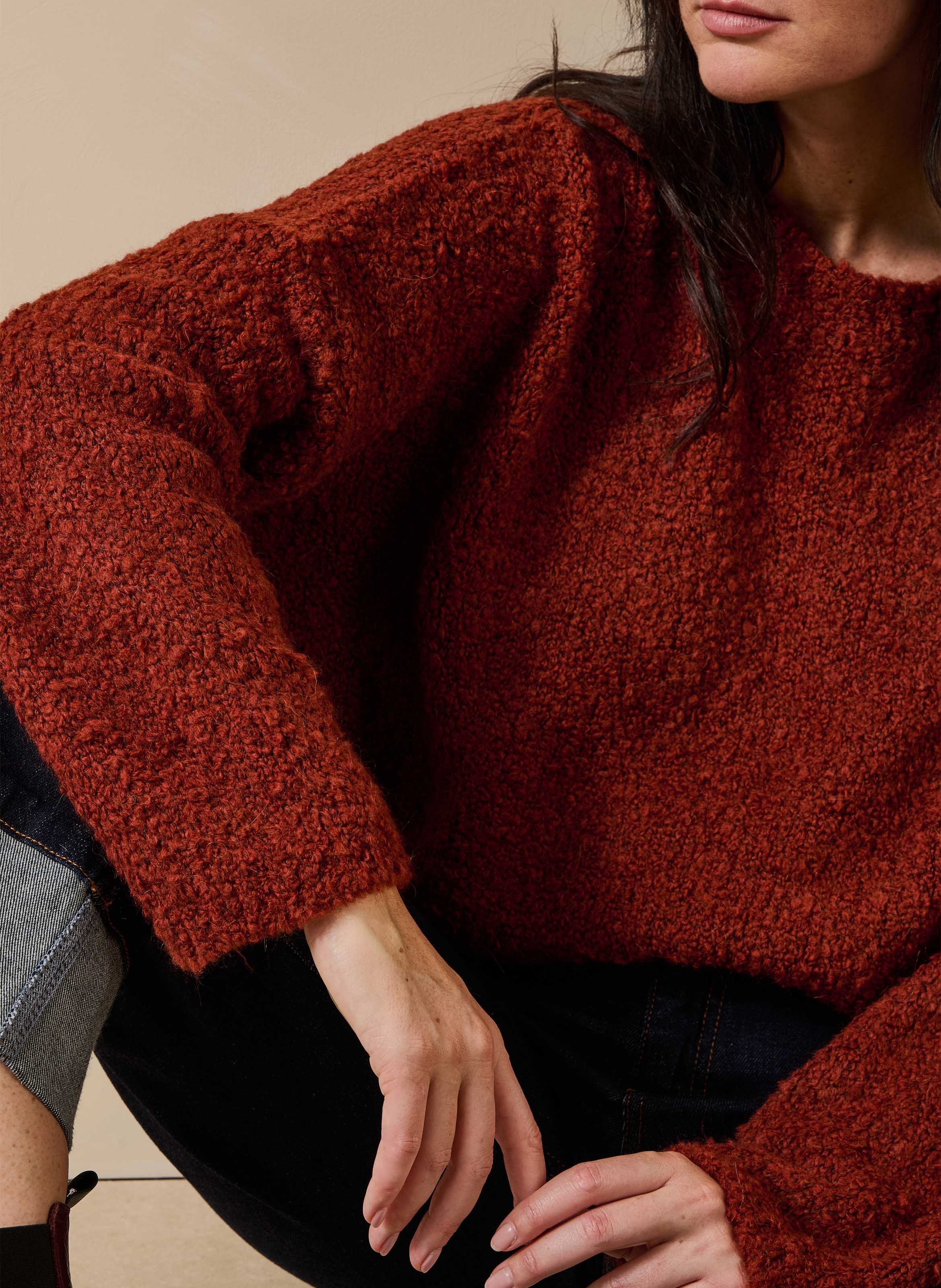 Pull oversize en laine mélangé LA FEE MARABOUTEE Marron