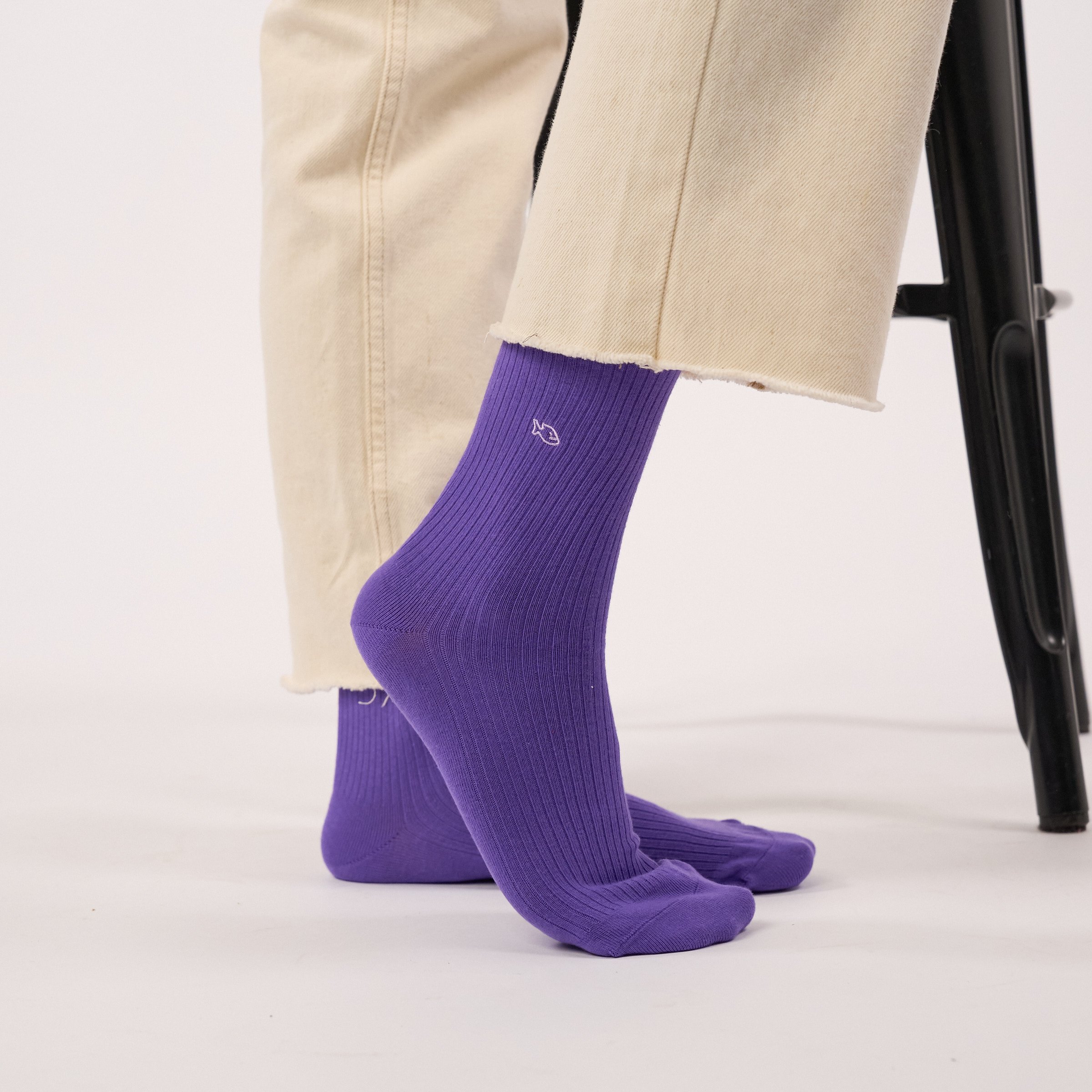 Ribbed Solid Combed Cotton Socks BILLYBELT Purple