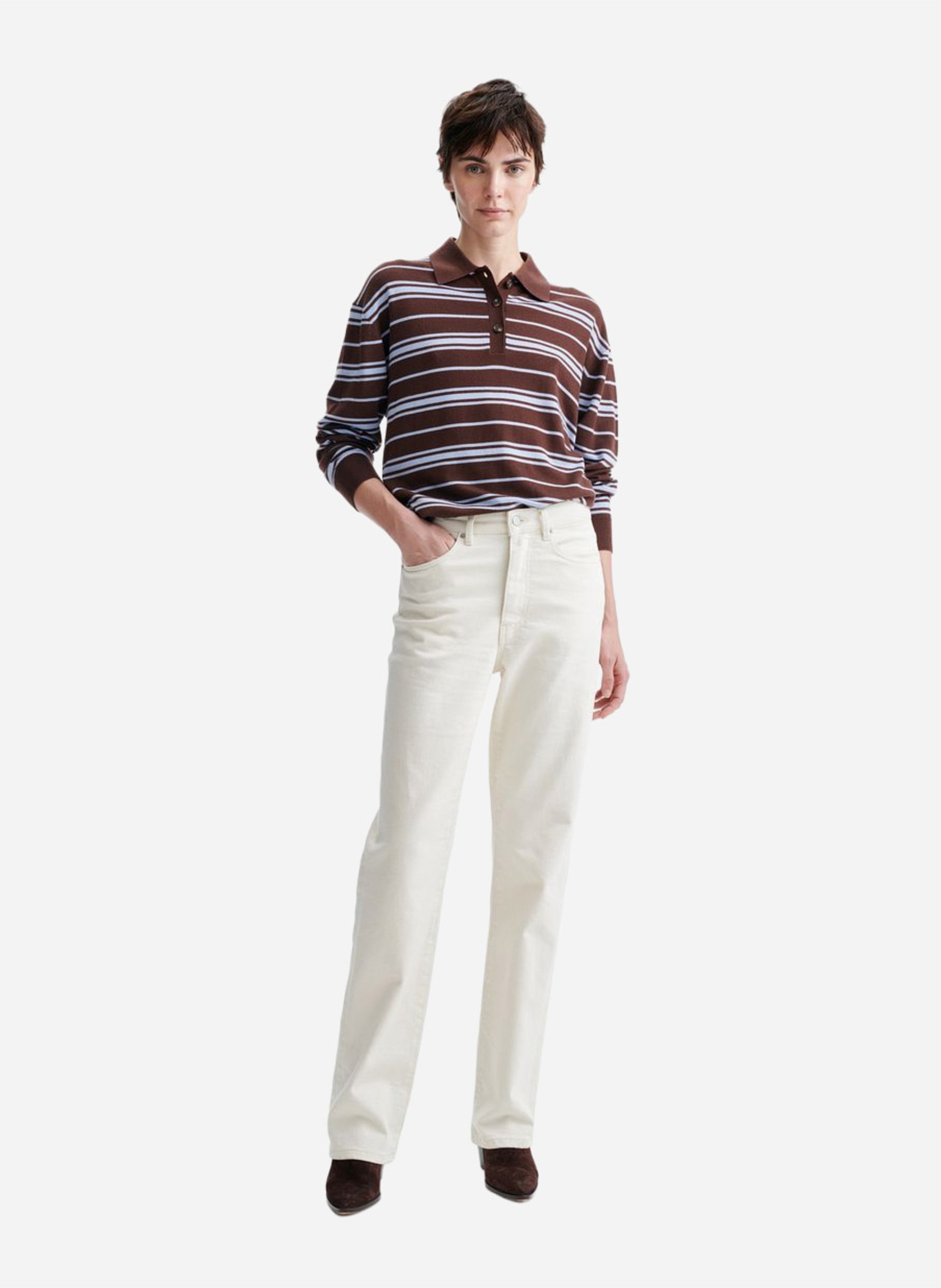 Pantalón recto de algodón VANESSA BRUNO Beige