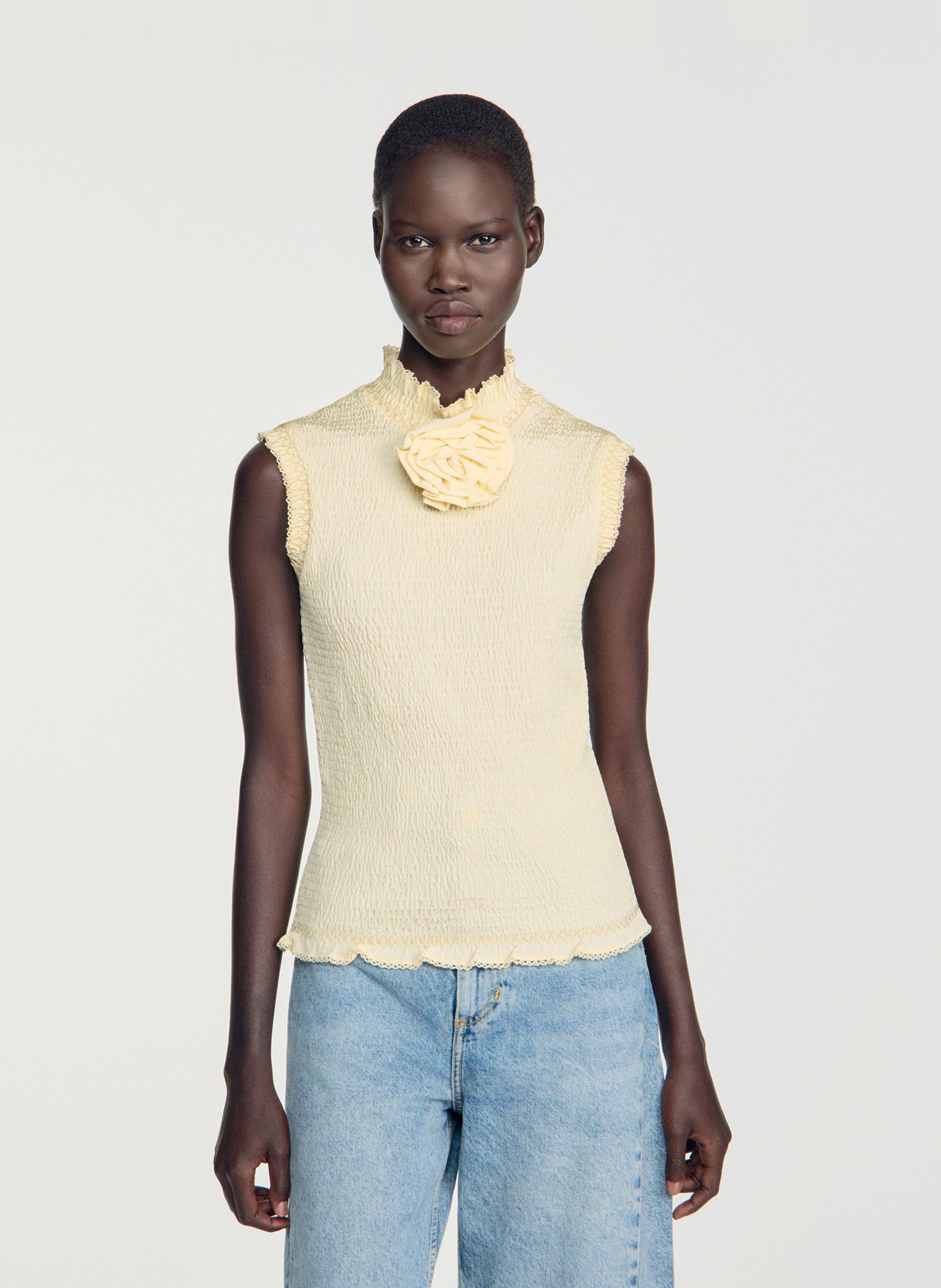 Top moulant froissé SANDRO Beige