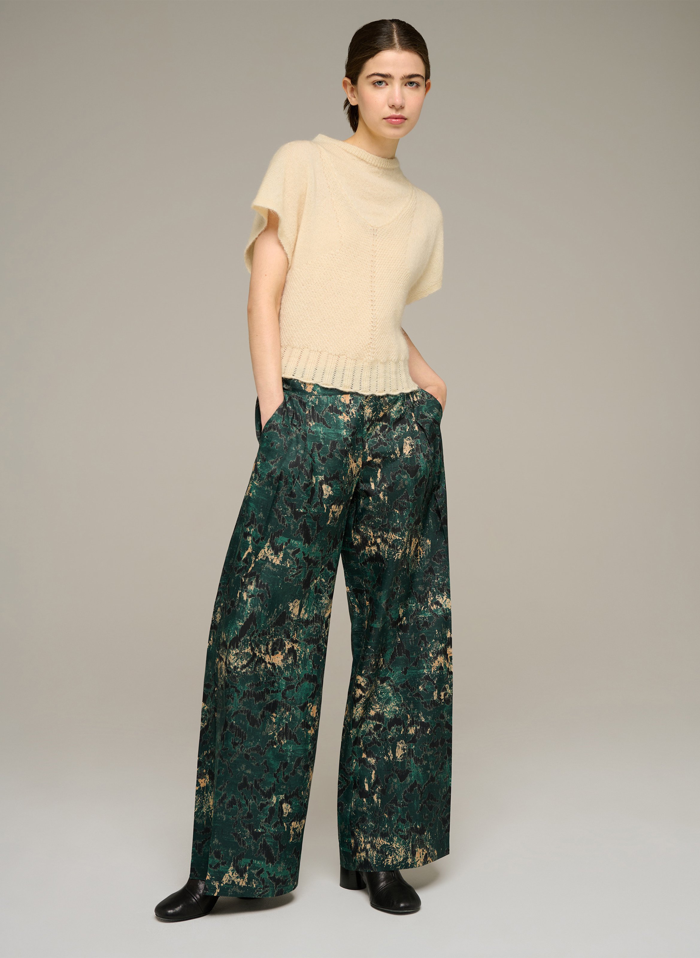 Pantalon large imprimé COTELAC Vert