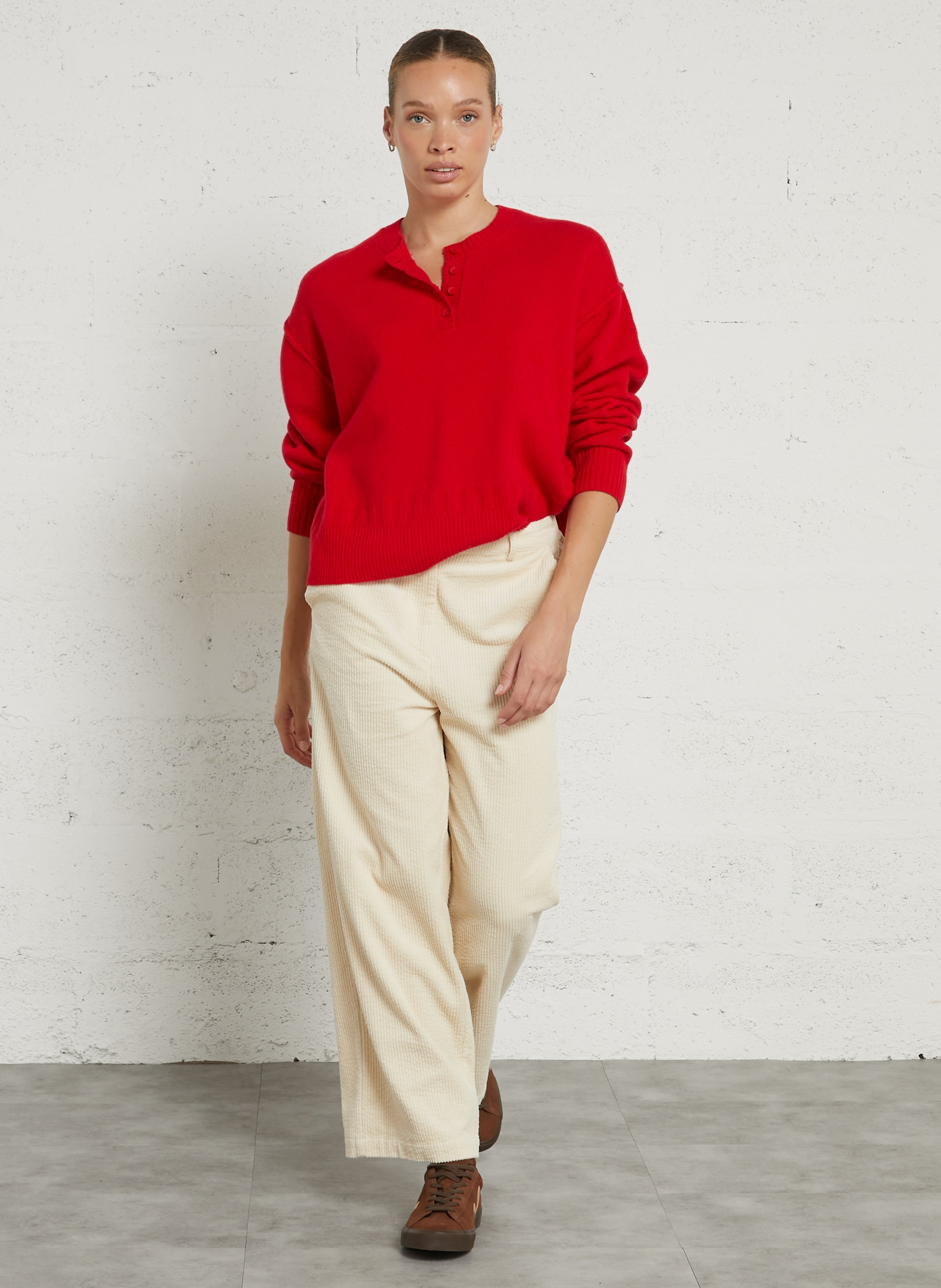 Pull col rond en laine BELLA JONES Rouge