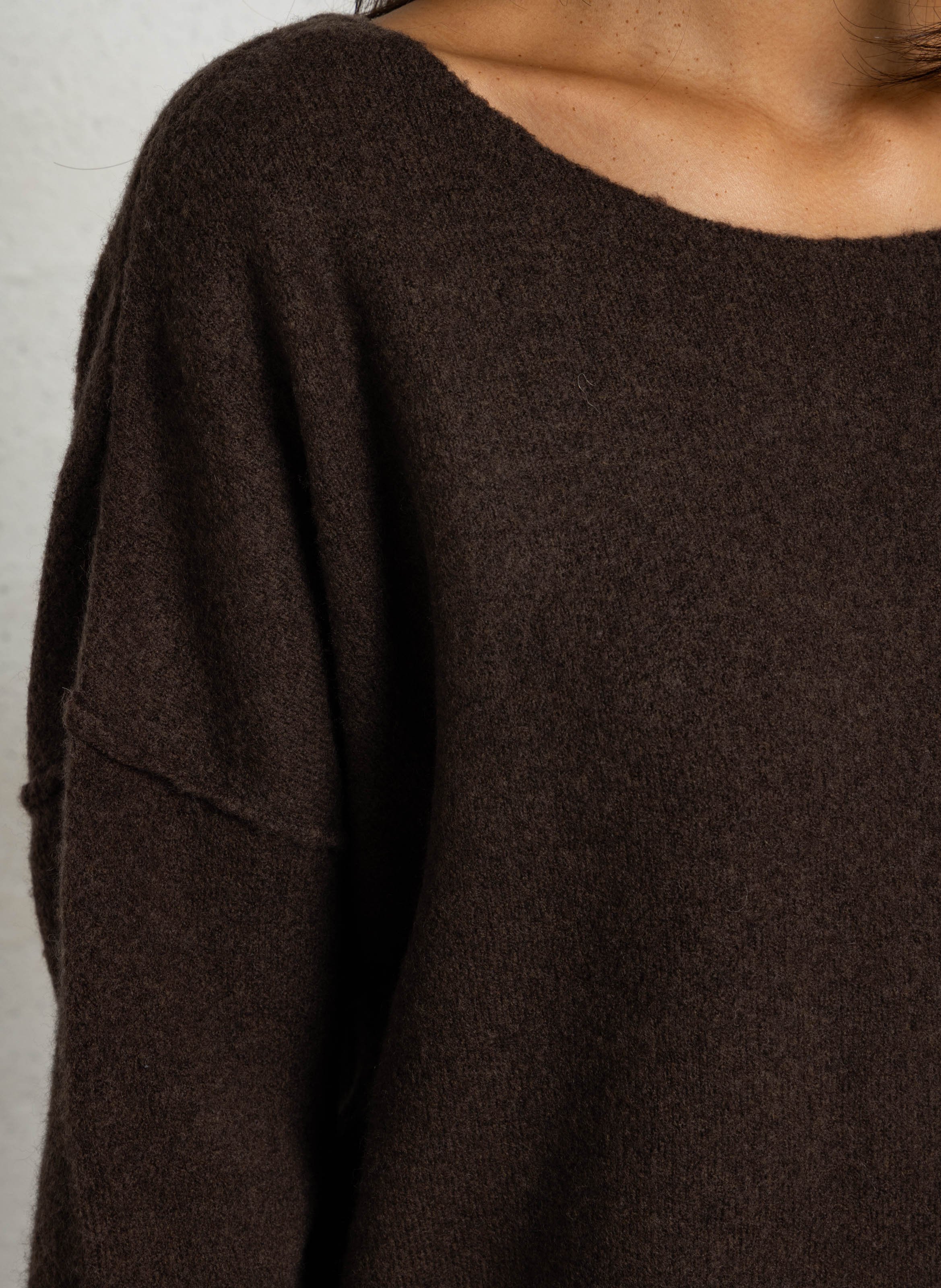 Pull col bateau en laine mélangée AMERICAN VINTAGE Marron