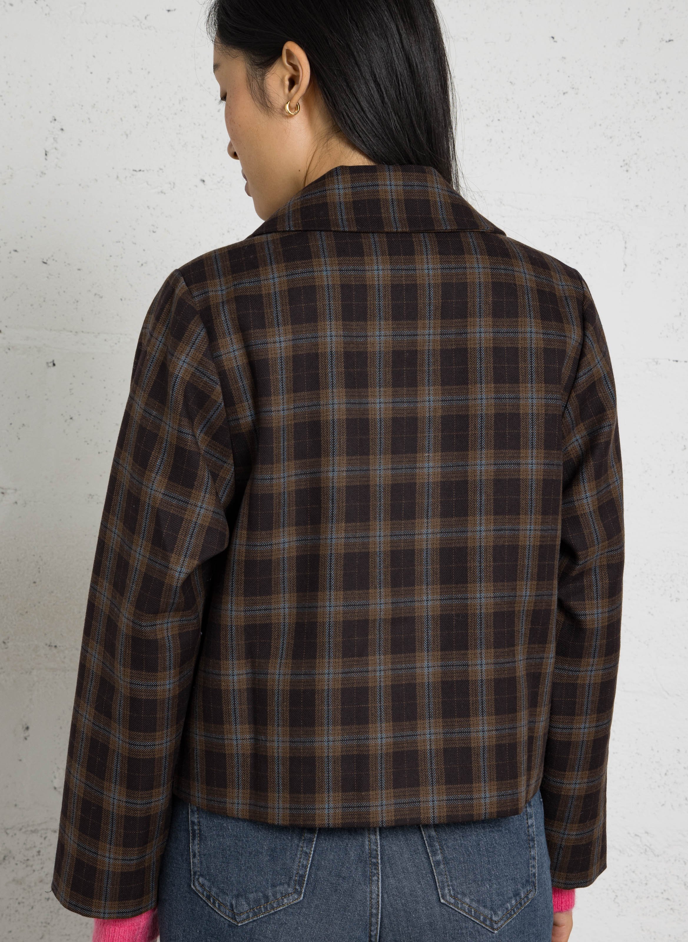 Checked pattern collar jacket THE TINY BIG SISTER Brown