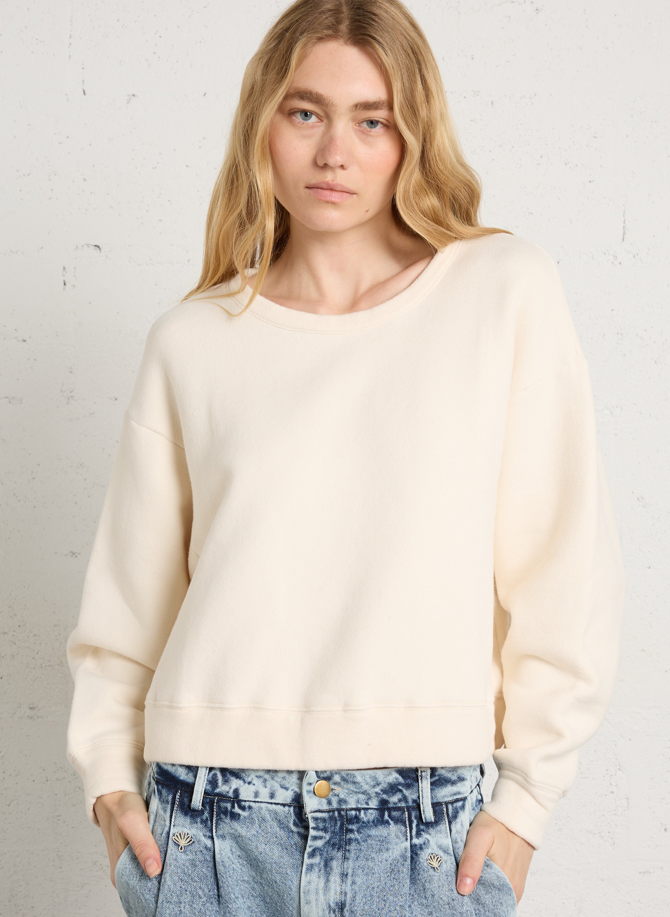 Gerade geschnittenes Sweatshirt aus Bio-Baumwoll-Mix AMERICAN VINTAGE Beige