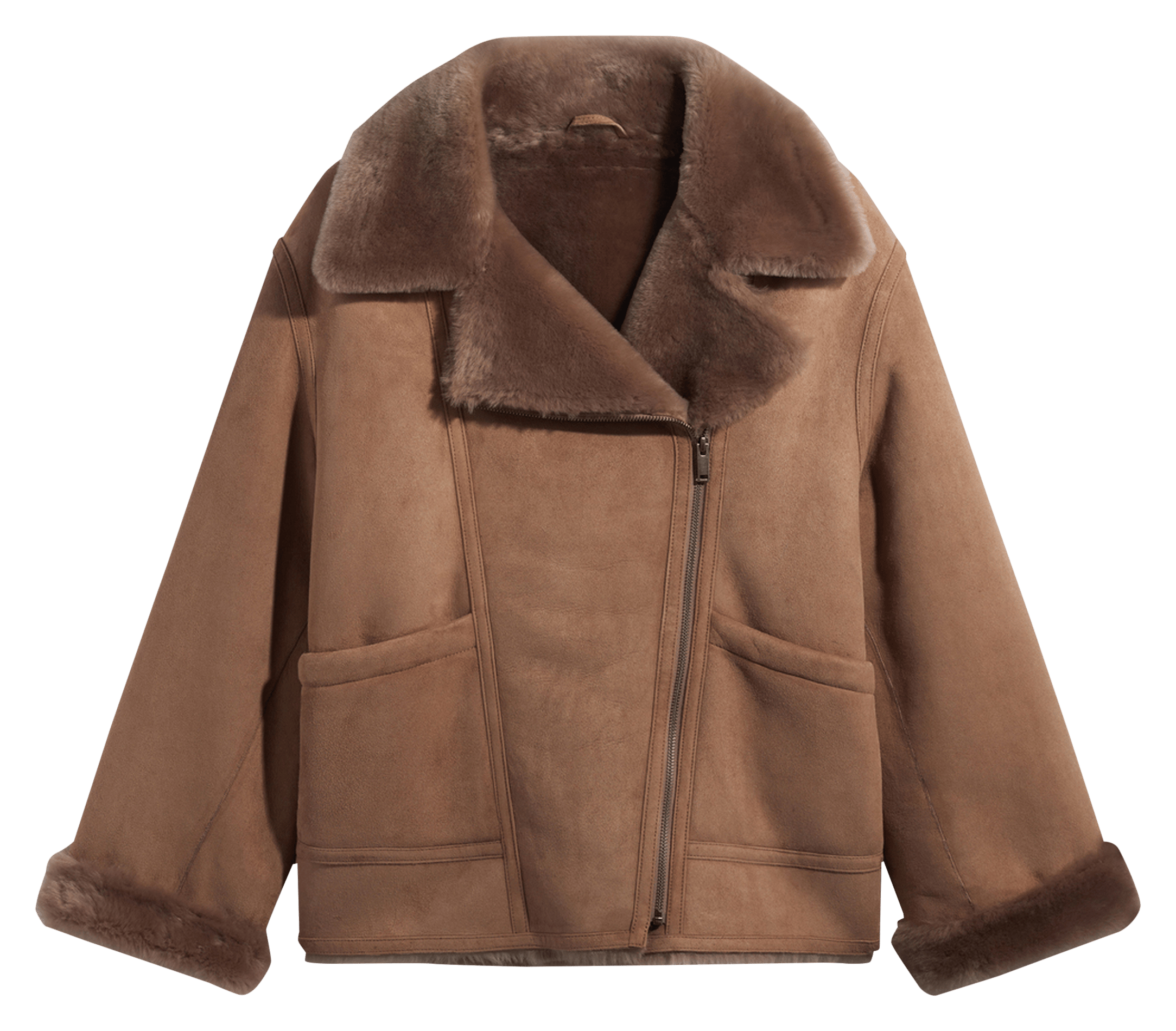 Leather coat with tailored collar GERARD DAREL Brown