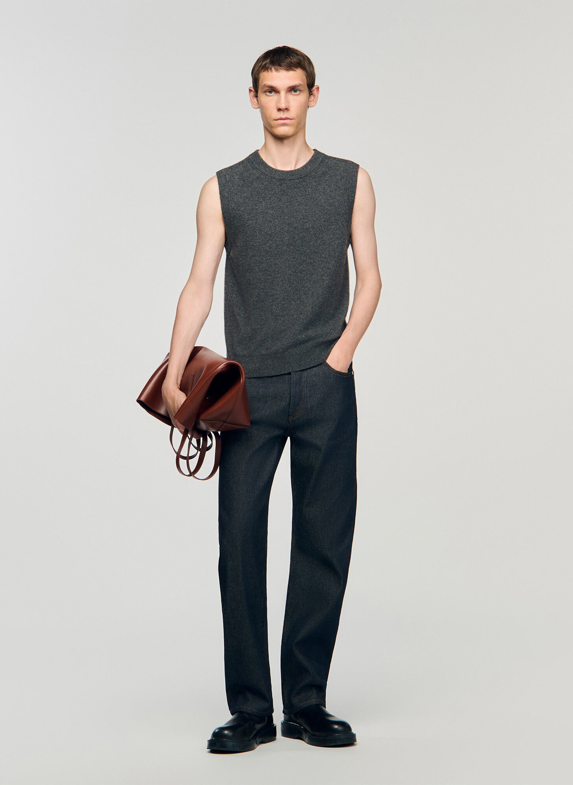 Jean droit en coton SANDRO Bleu