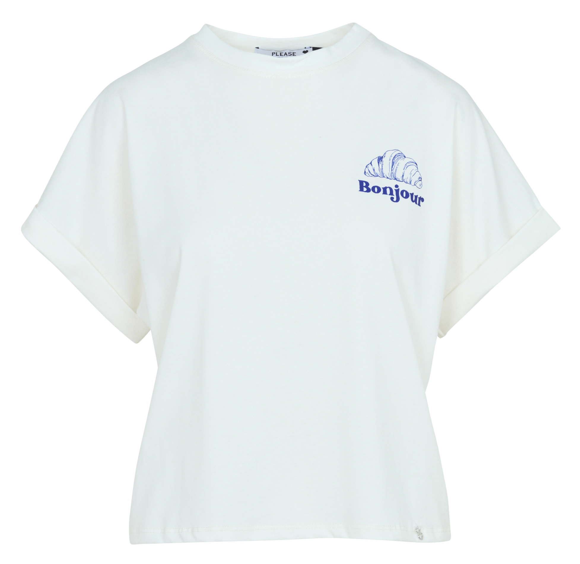 Tee-shirt droit sérigraphié en coton PLEASE Beige