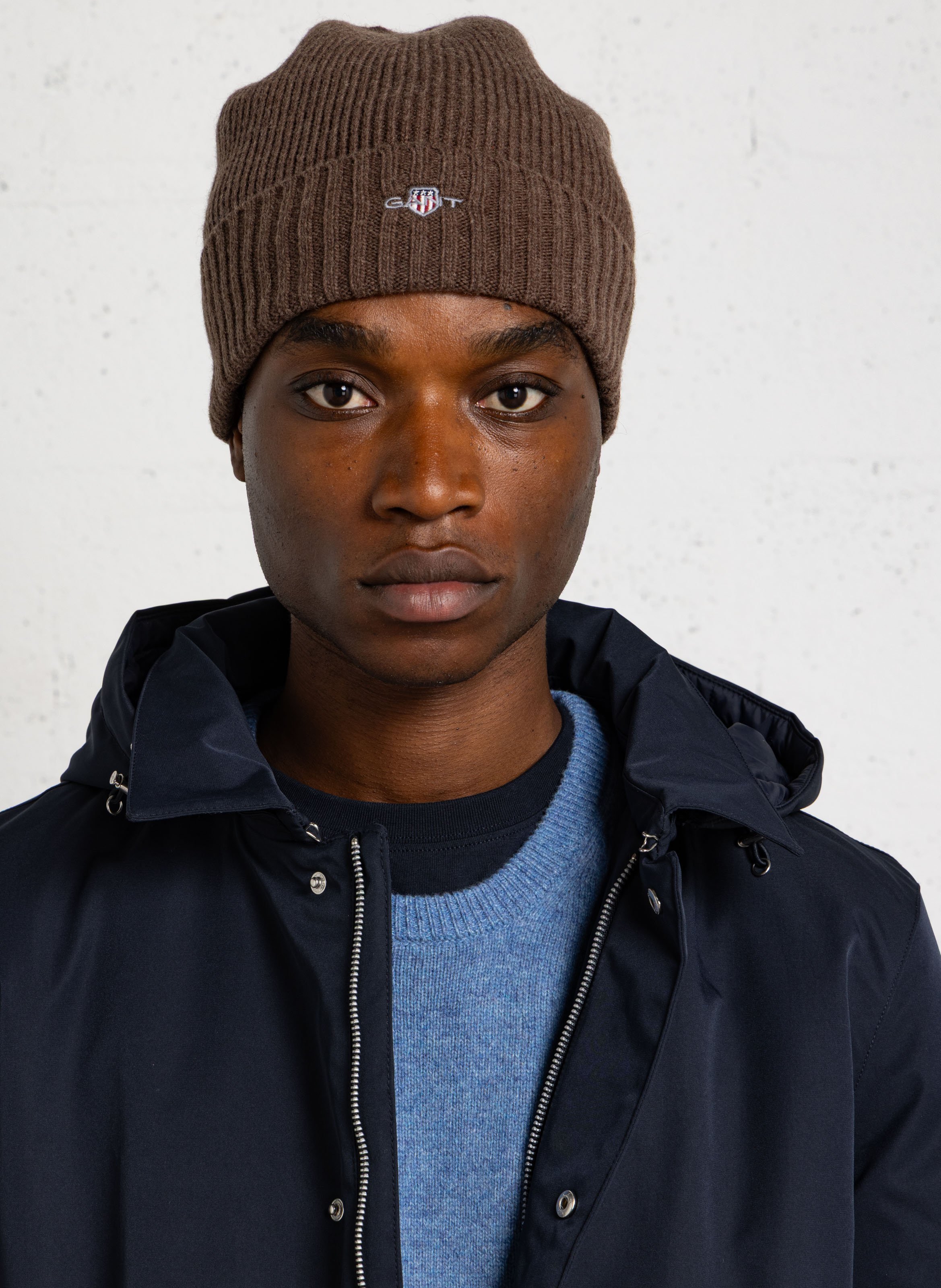 Screen-printed wool-blend hat GANT Brown