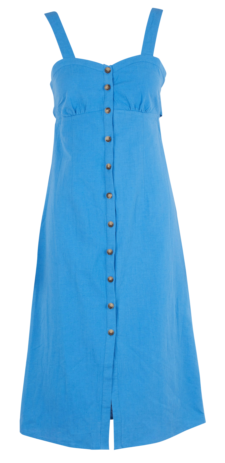 Halflange jurk met laag uitgesneden, hartvormige hals | linnen/katoenblend LA PETITE ETOILE Blauw