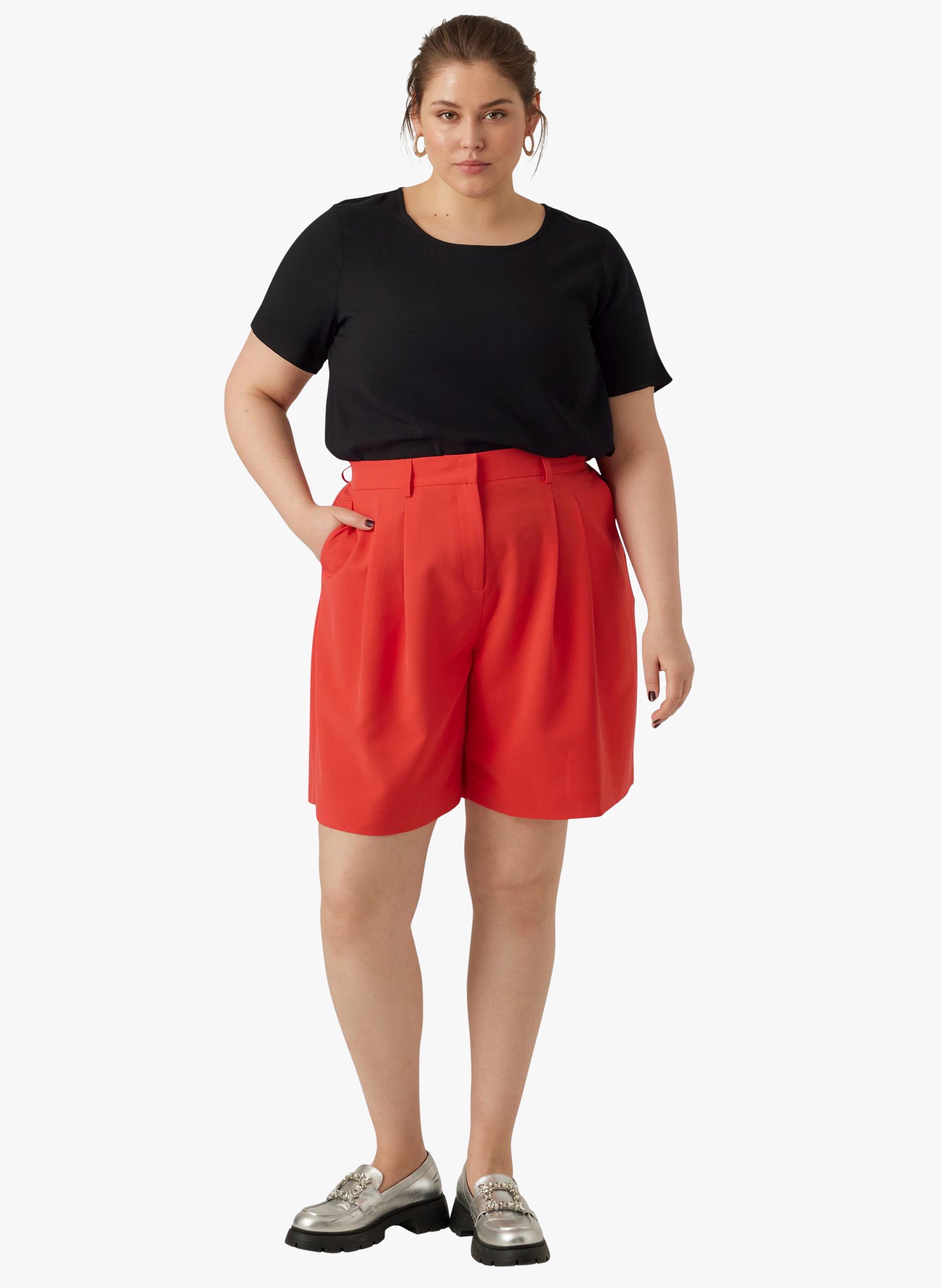 High-waisted wide-leg shorts VERO MODA CURVE Orange