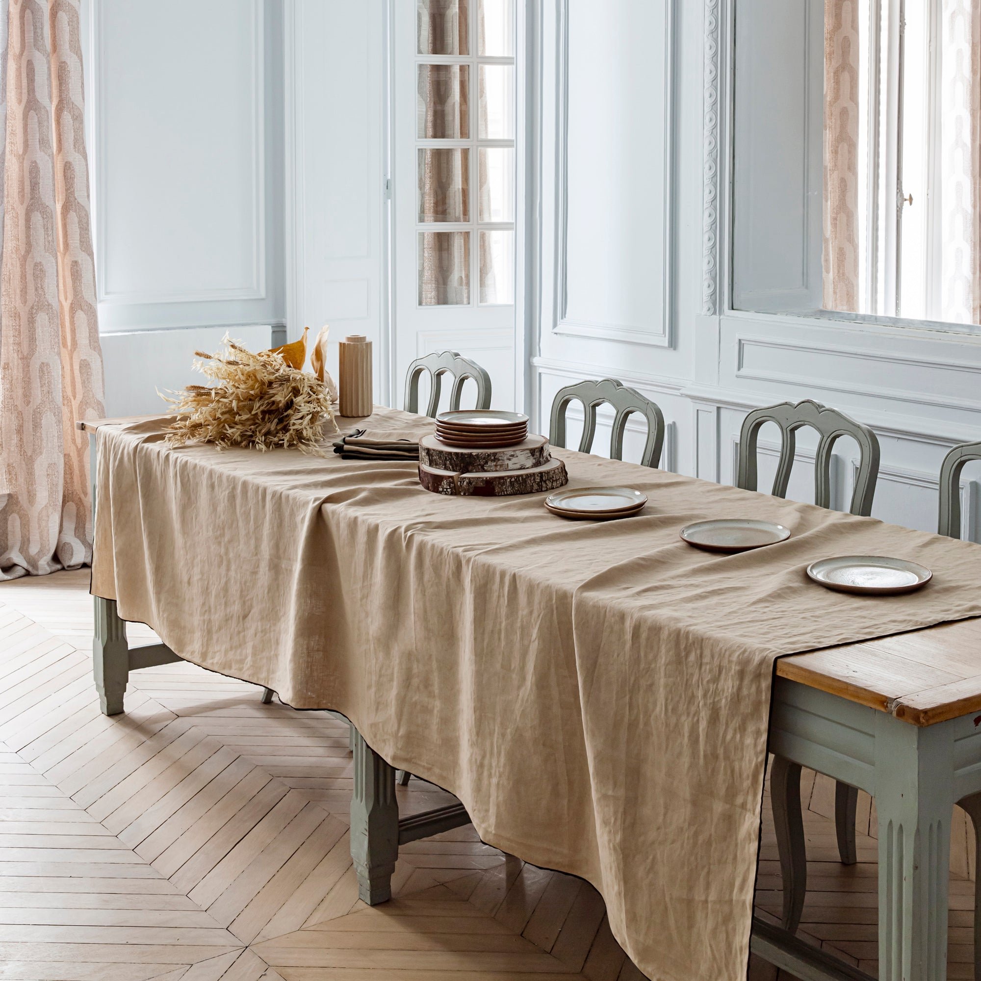 CARLINA - Rectangular linen tablecloth MADURA Beige