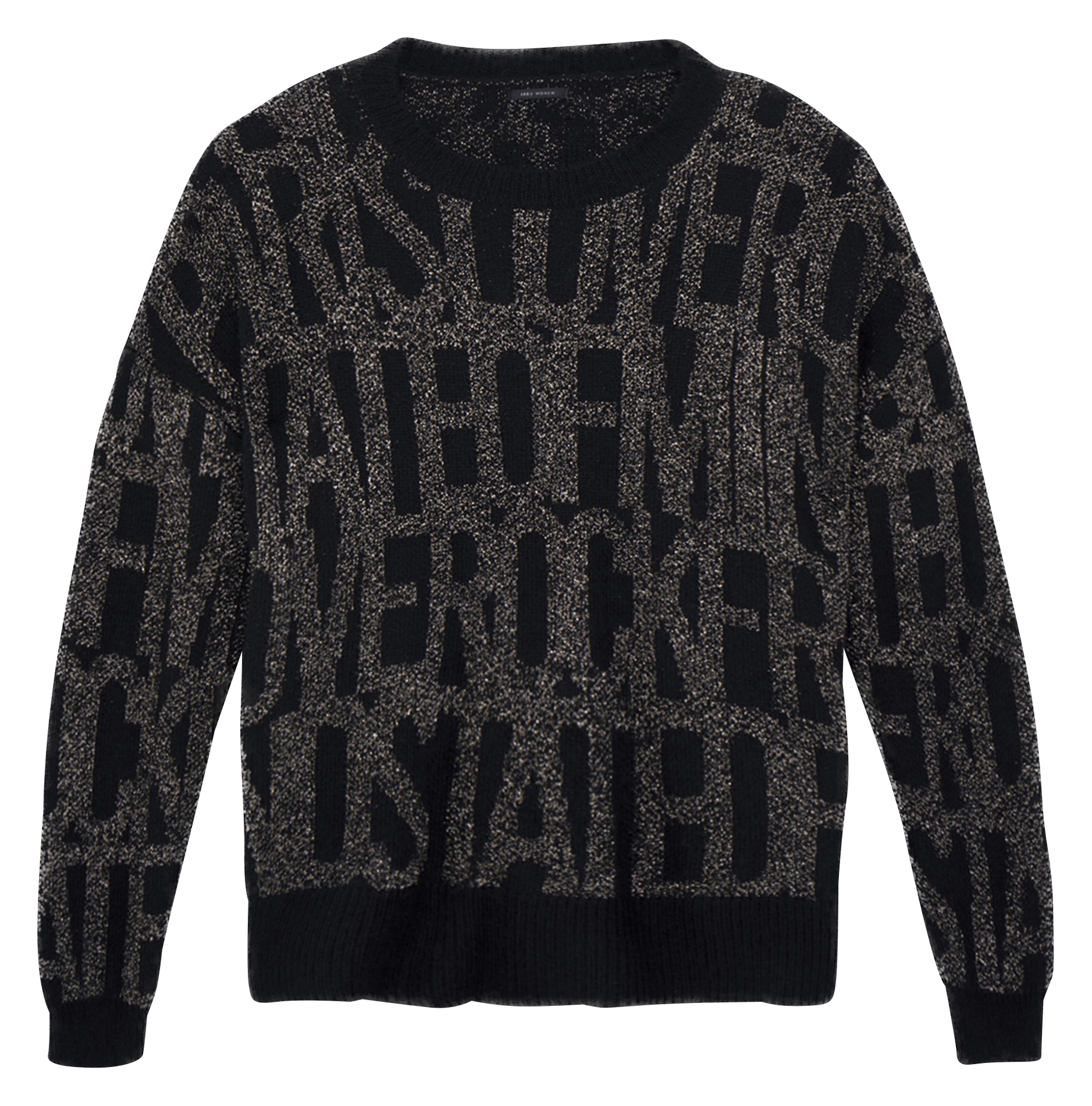 Oversized Round Neck Jacquard Sweater In Metallic Knit Noir Ikks  