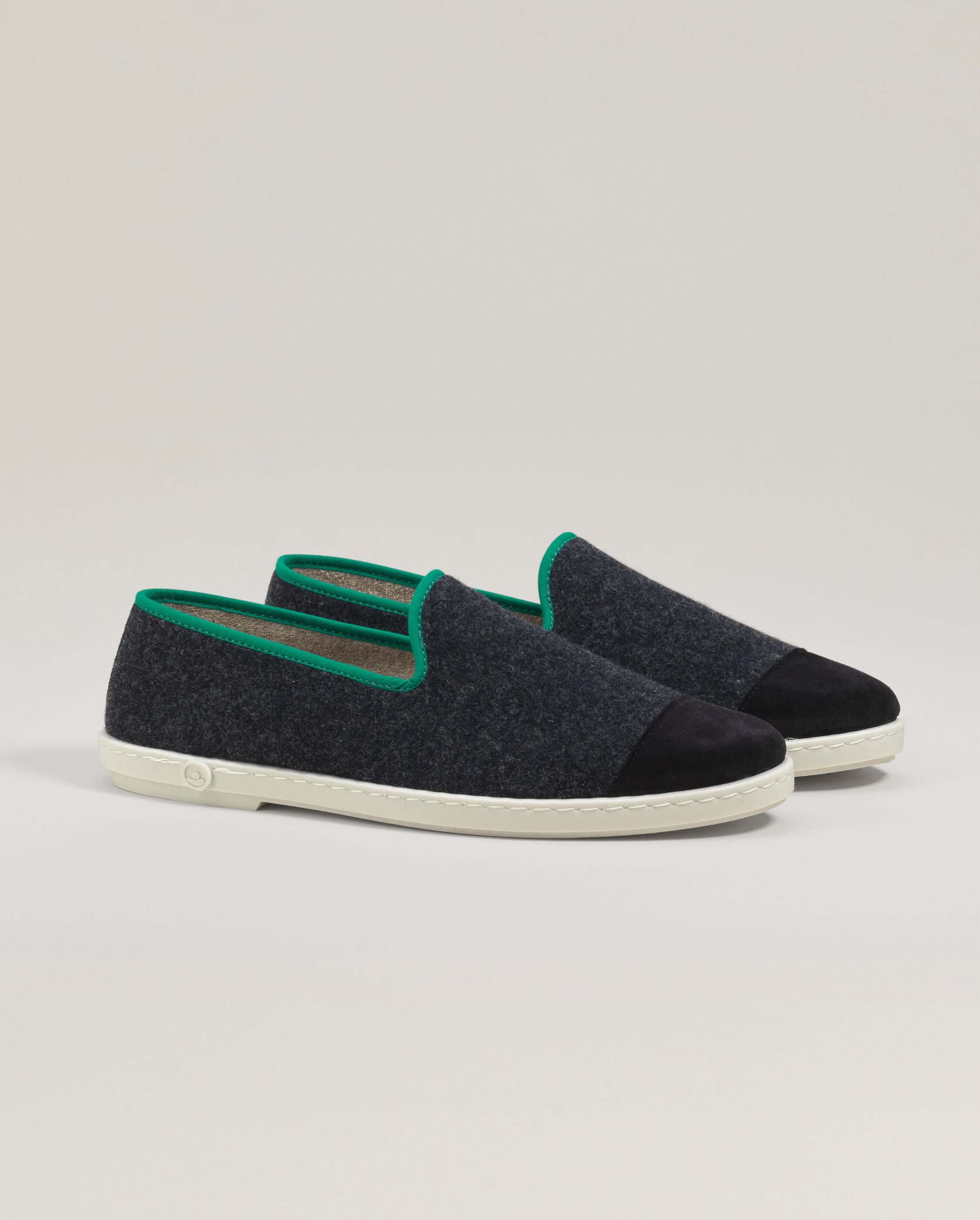 Men's wool slippers, navy green ANGARDE Blue