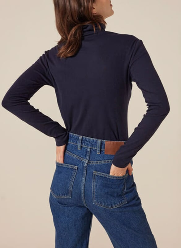 Tee-shirt col roulé en coton PETIT BATEAU Bleu