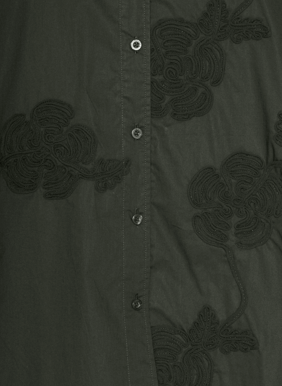 Chemise oversize en coton bio brodé Noir