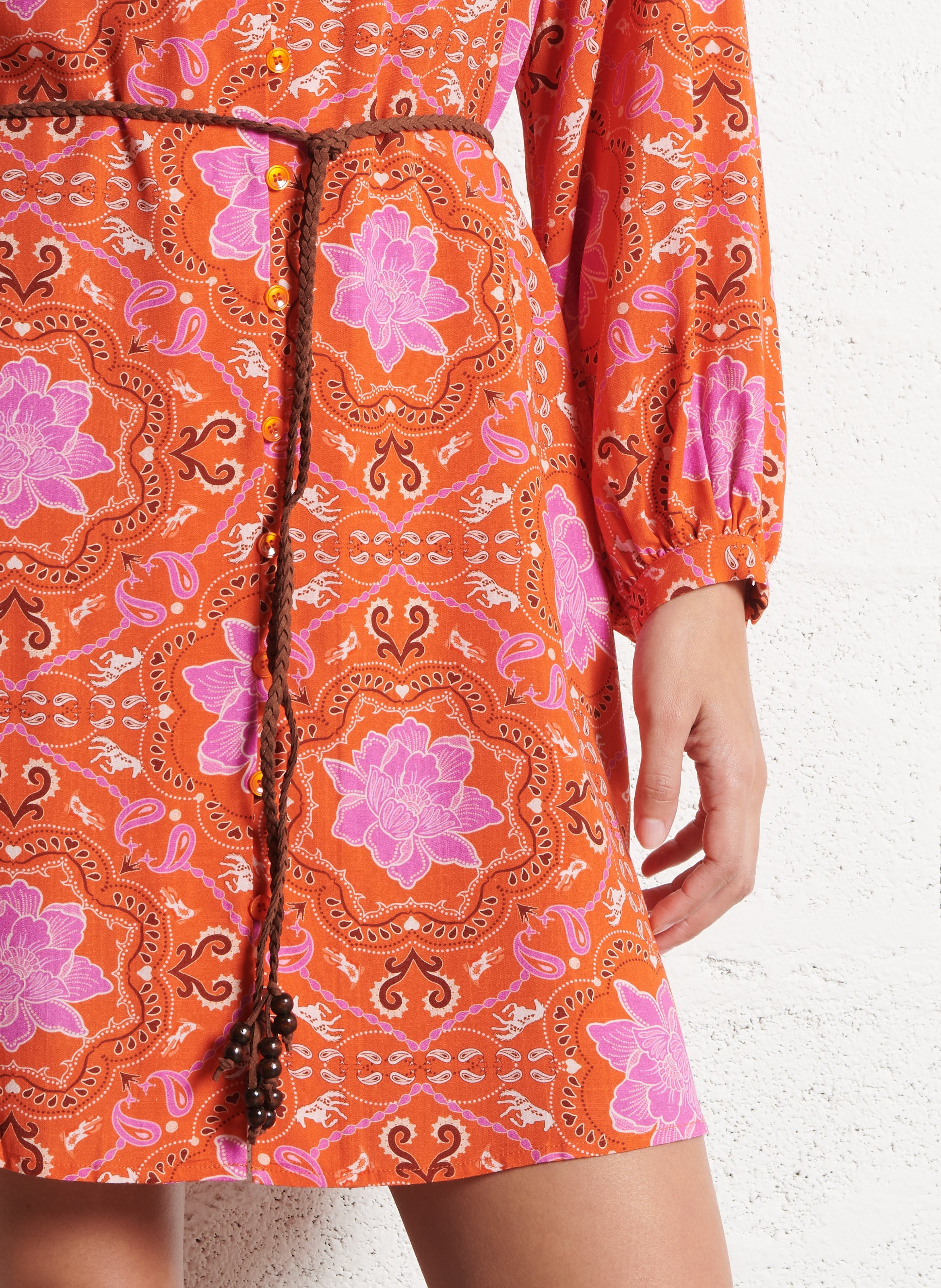 Halflange jurk met print LA PETITE ETOILE Oranje