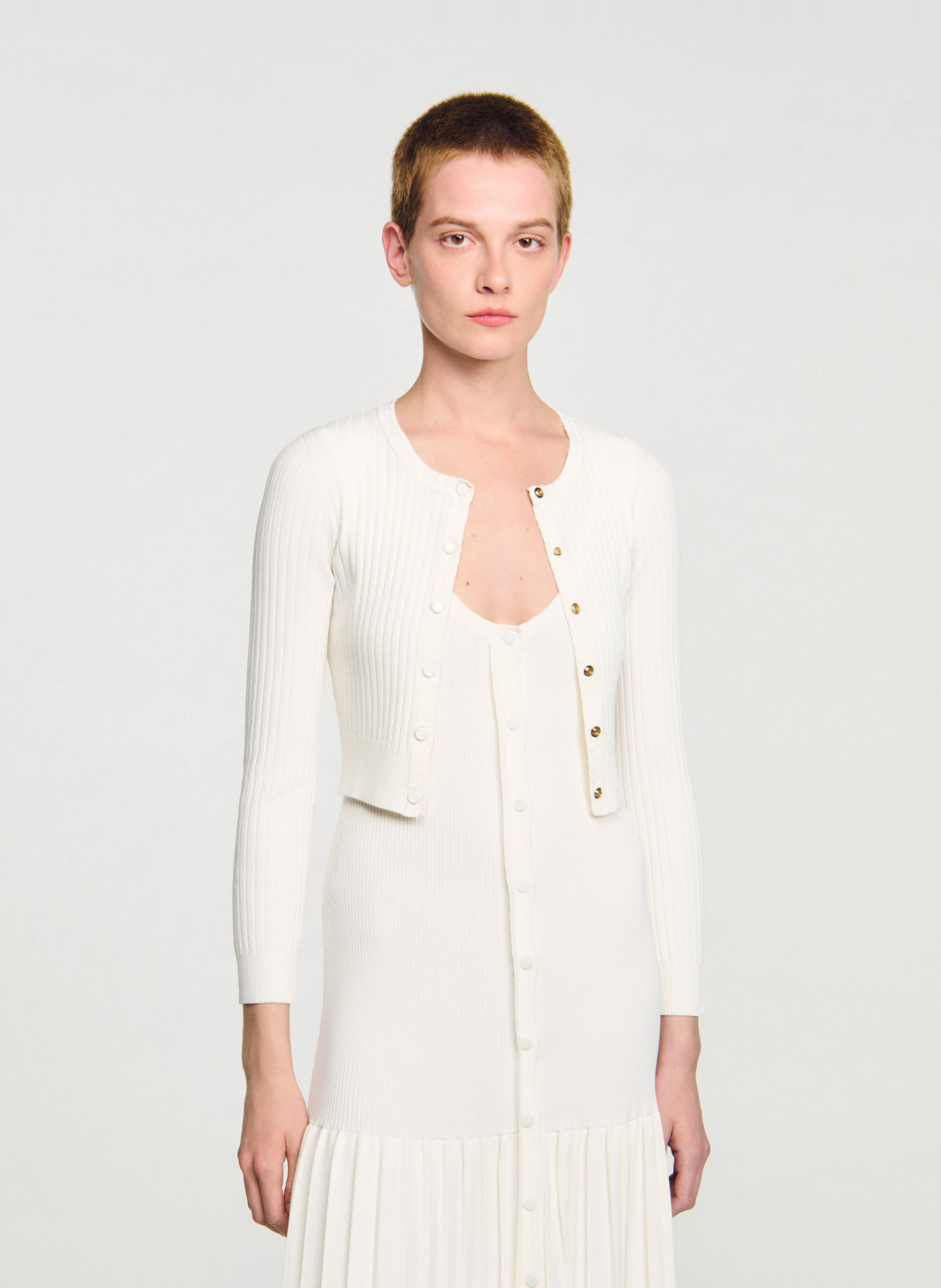 Gilet ajusté en maille SANDRO Blanc