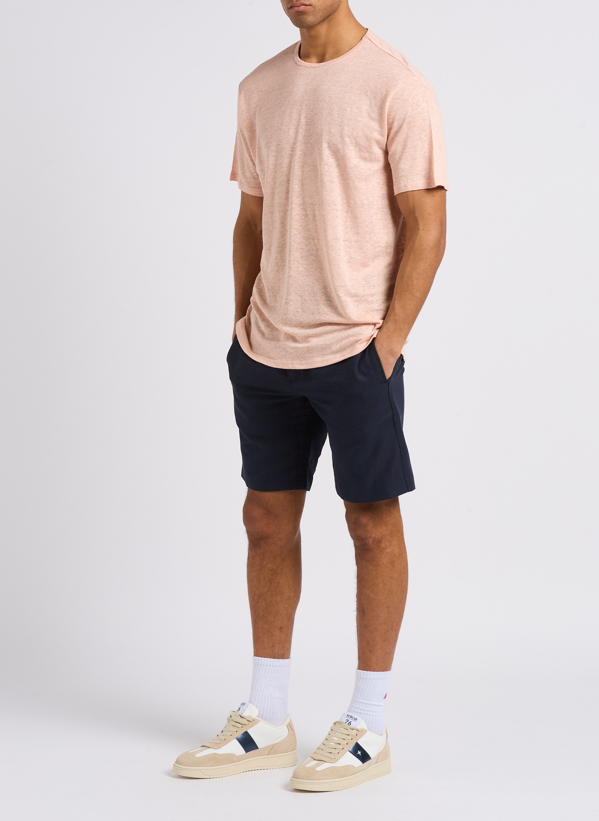Tee-shirt col rond en lin  SELECTED Rose