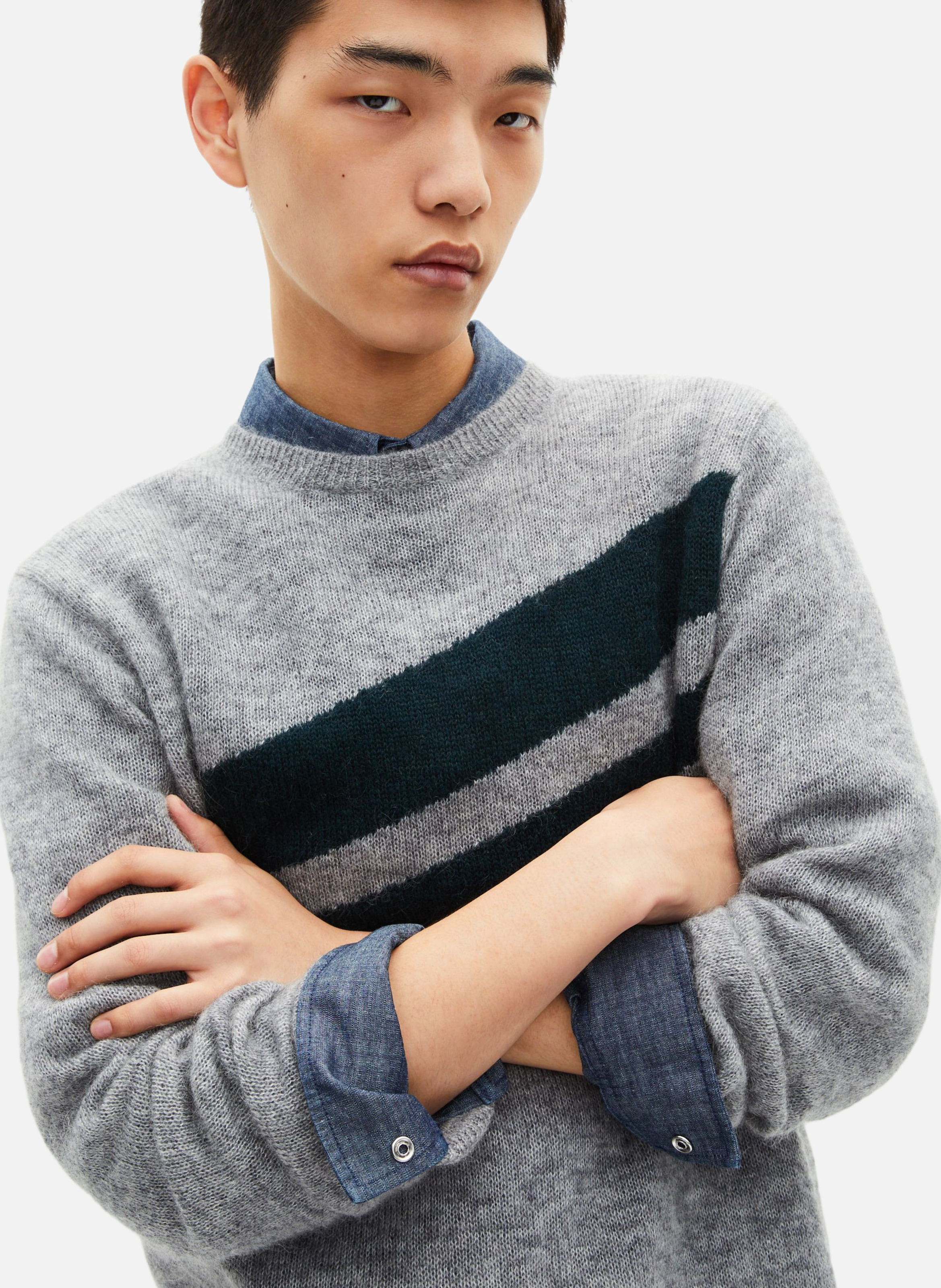 Sweater with contrasting bands THE KOOPLES Grey
