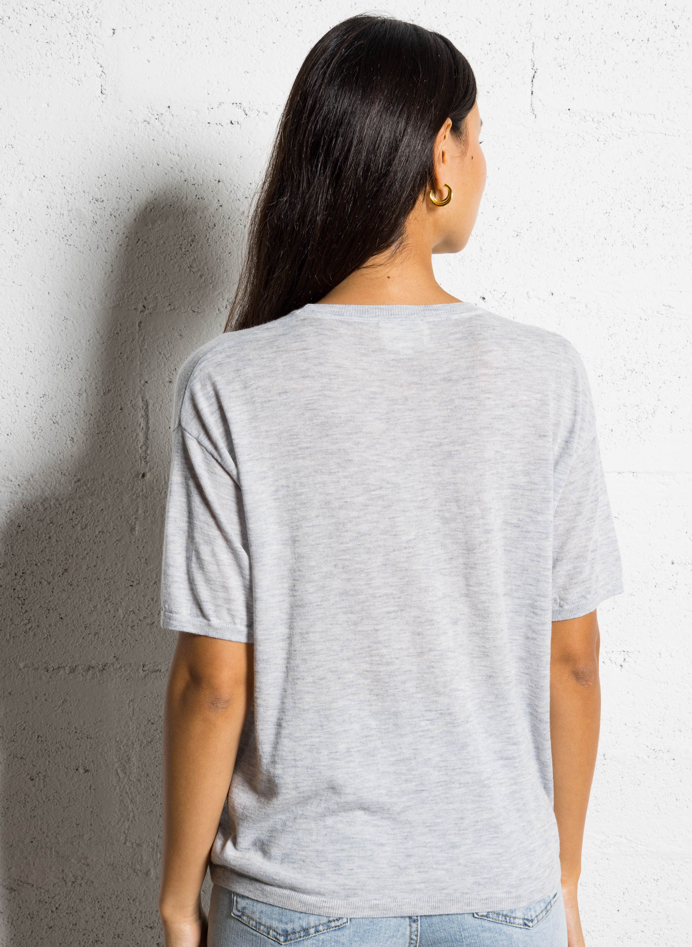 Effen top met lange mouwen en ronde hals MAISON 123 Grijs