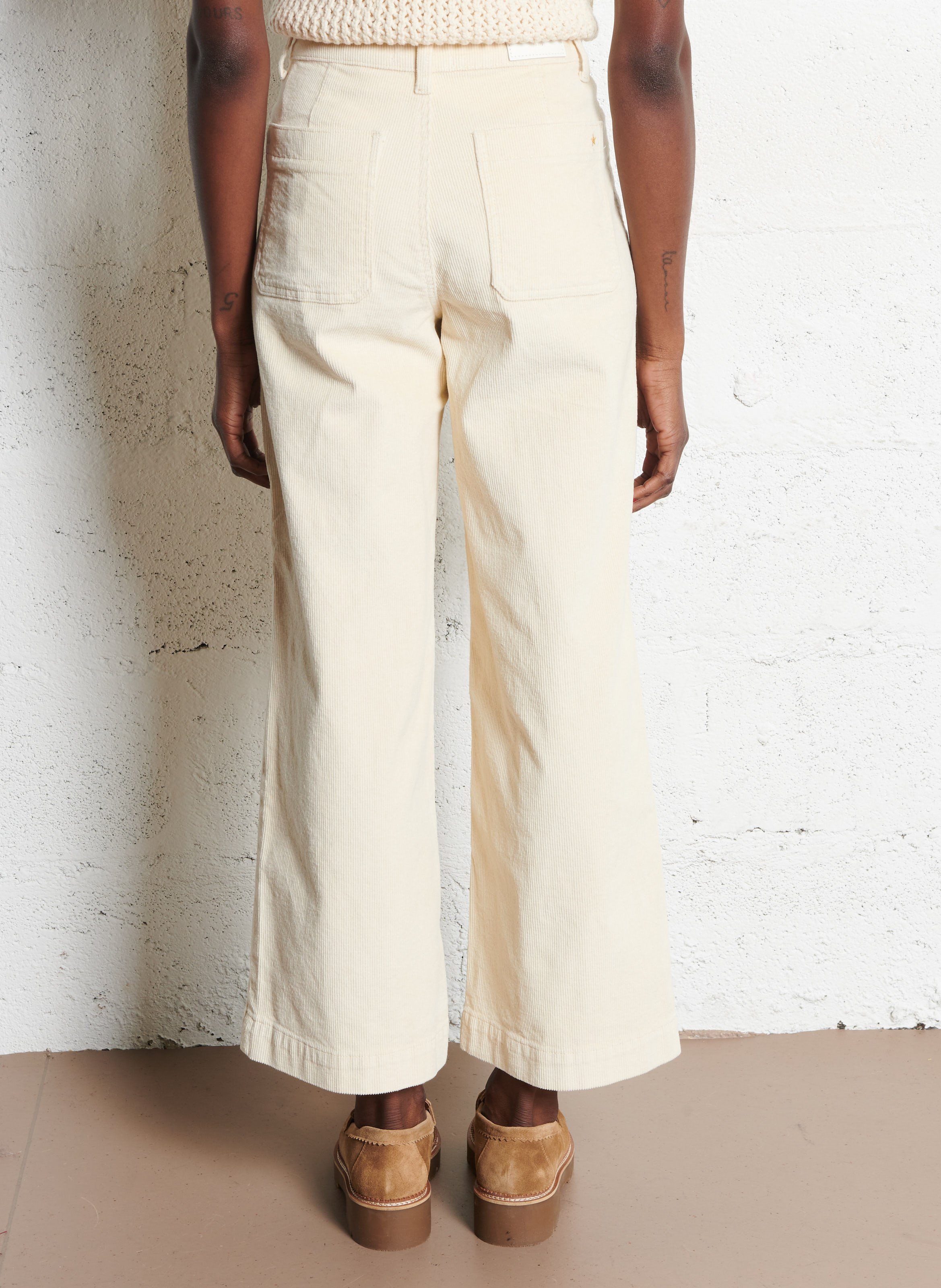 Jean taille haute évasée LA PETITE ETOILE Beige