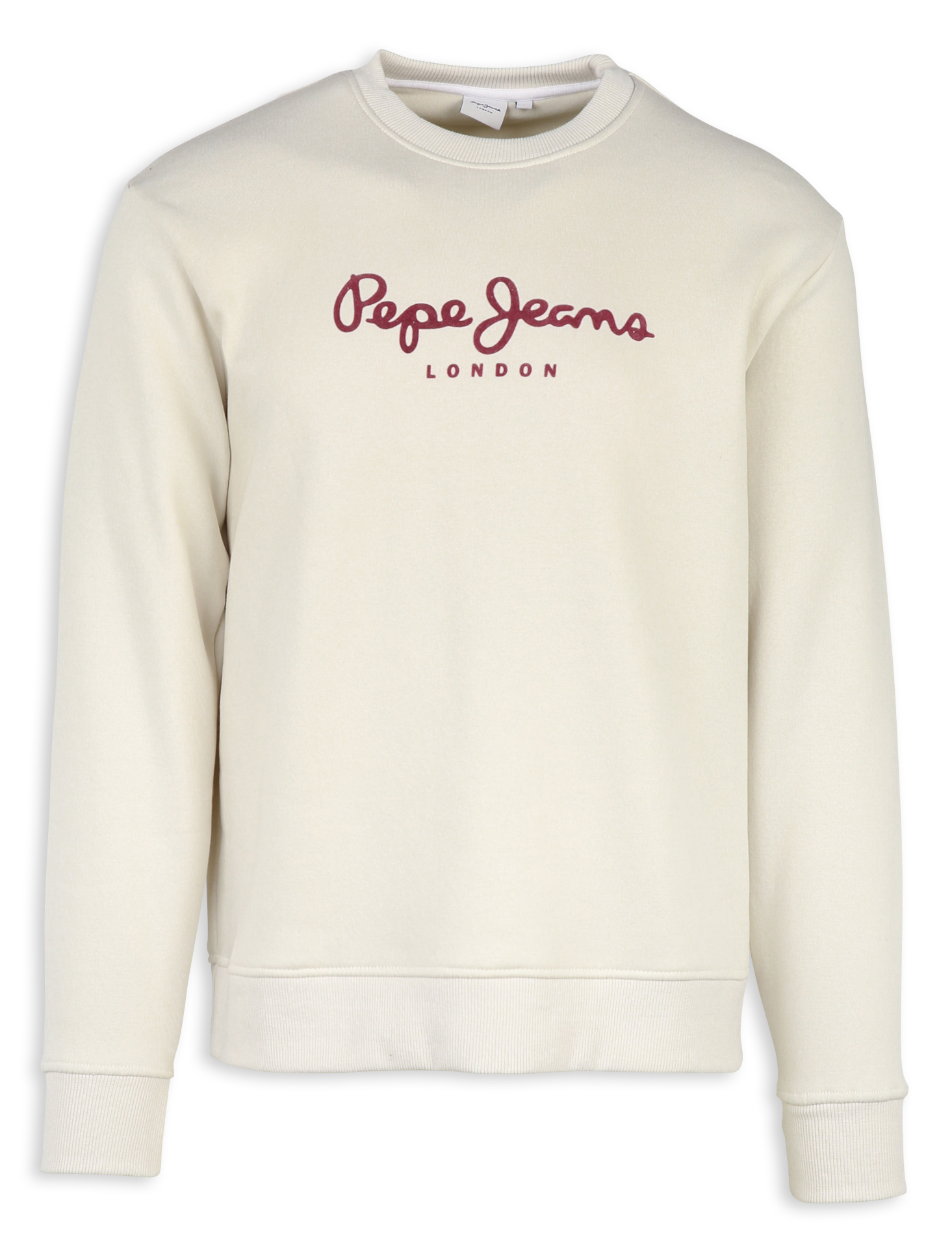 Sweat droit col rond sérigraphié velours en coton mélangé PEPE JEANS Beige