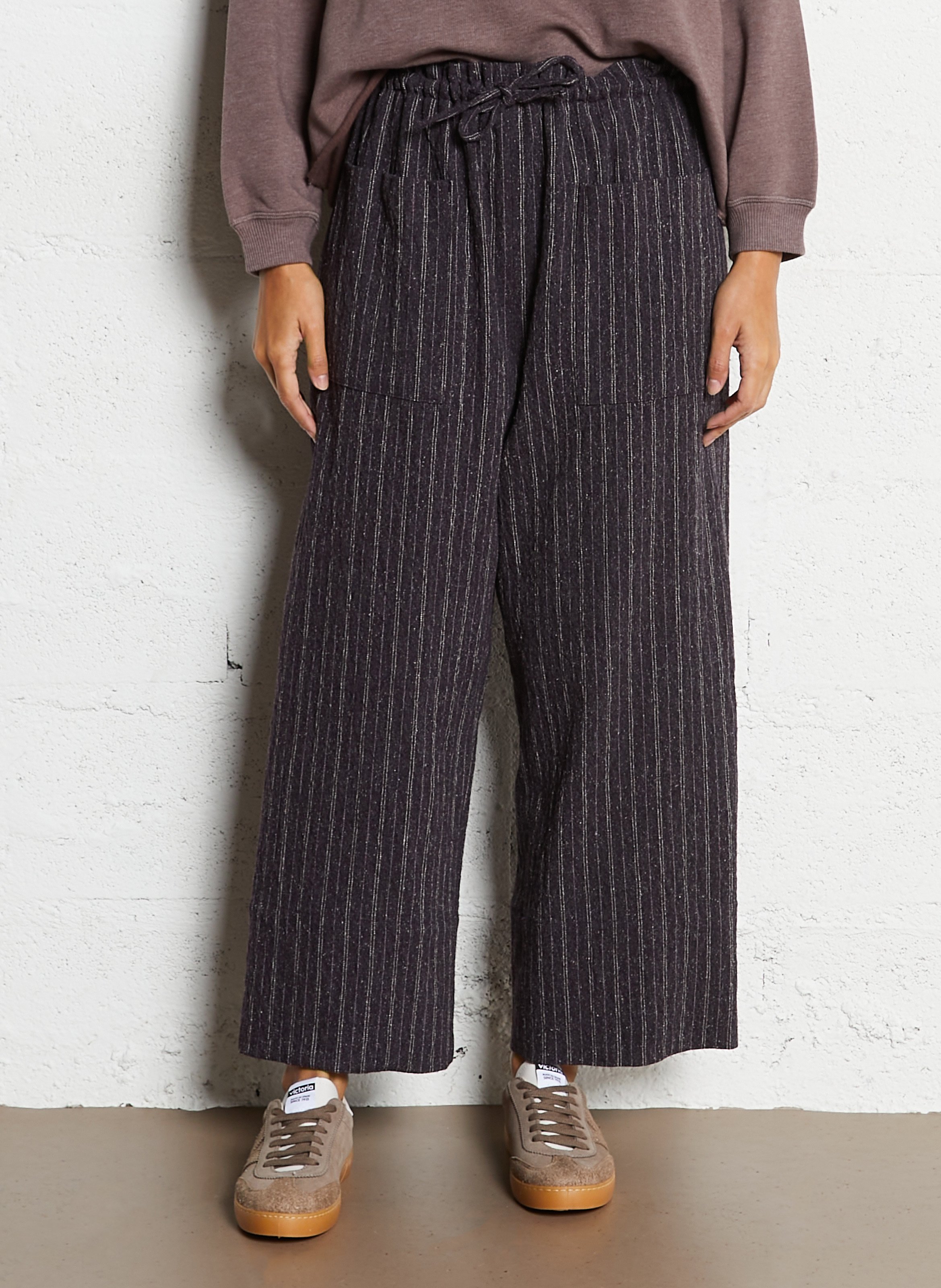 Pantalon large en laine mélangée HOD PARIS Violet
