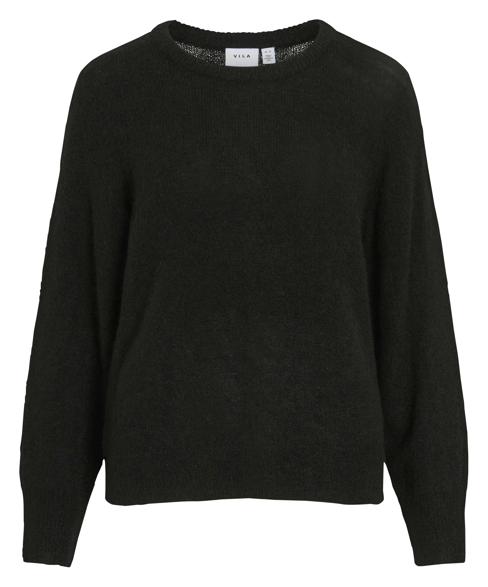 Pull droit col rond en maille VILA Noir