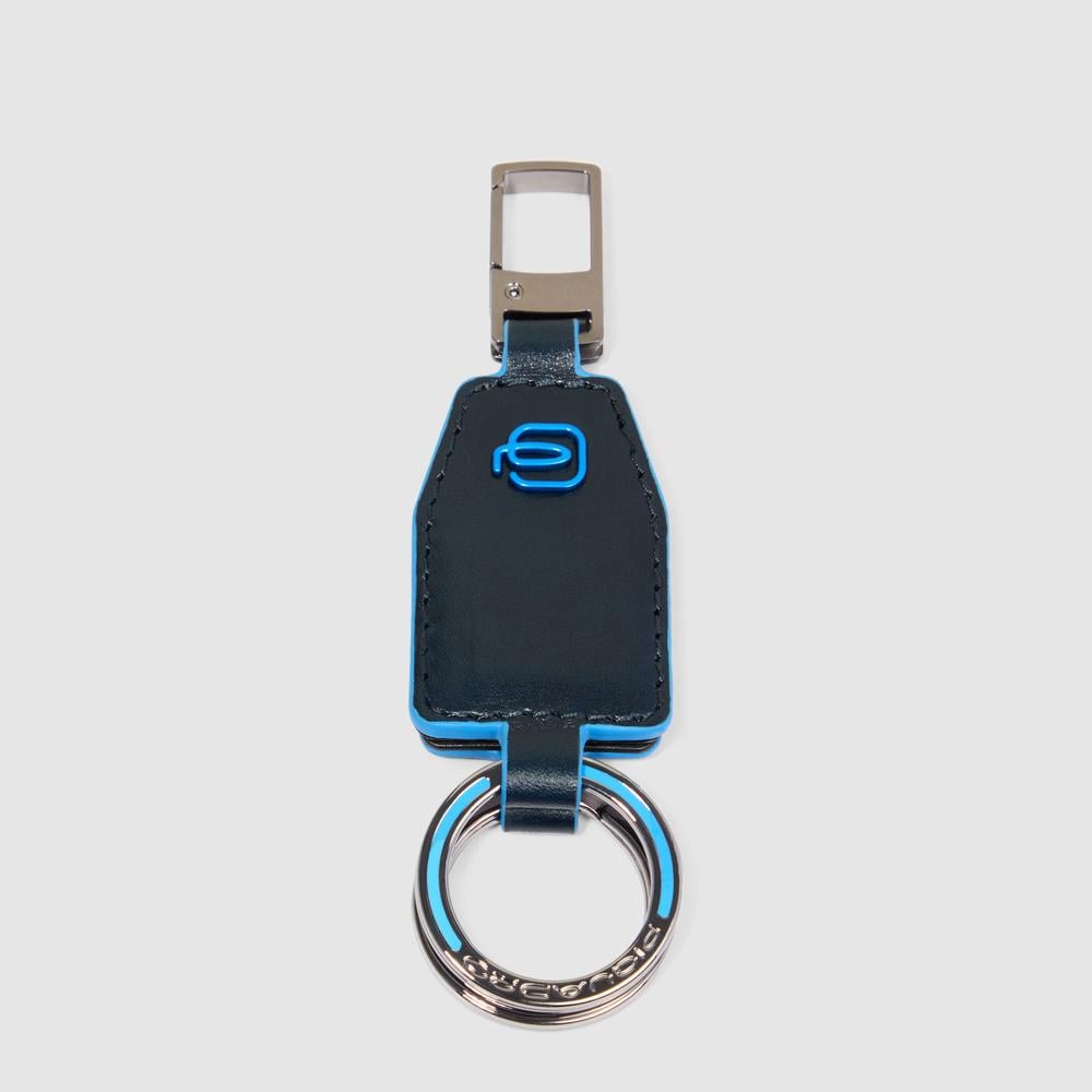 Divisible leather keychain with carabiner PIQUADRO Blue
