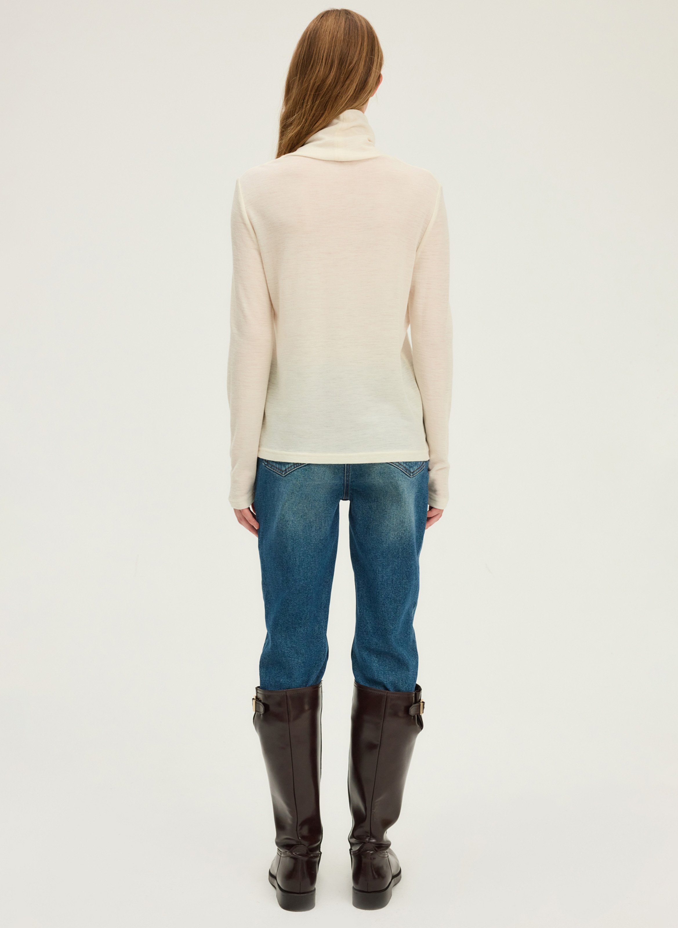 Col roulé droit en laine PABLO Beige