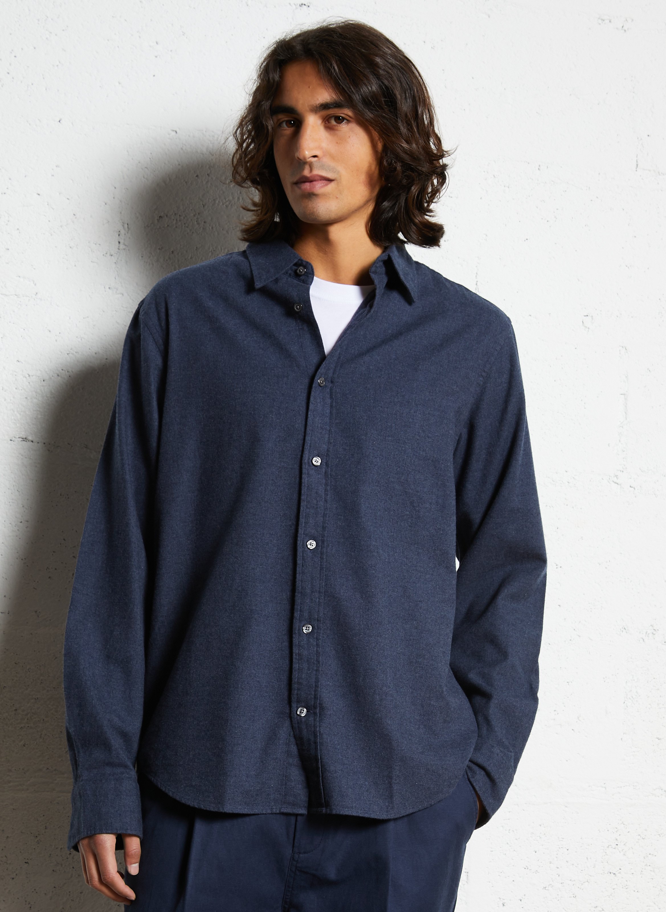 Solid color regular fit cotton shirt GANT Blue