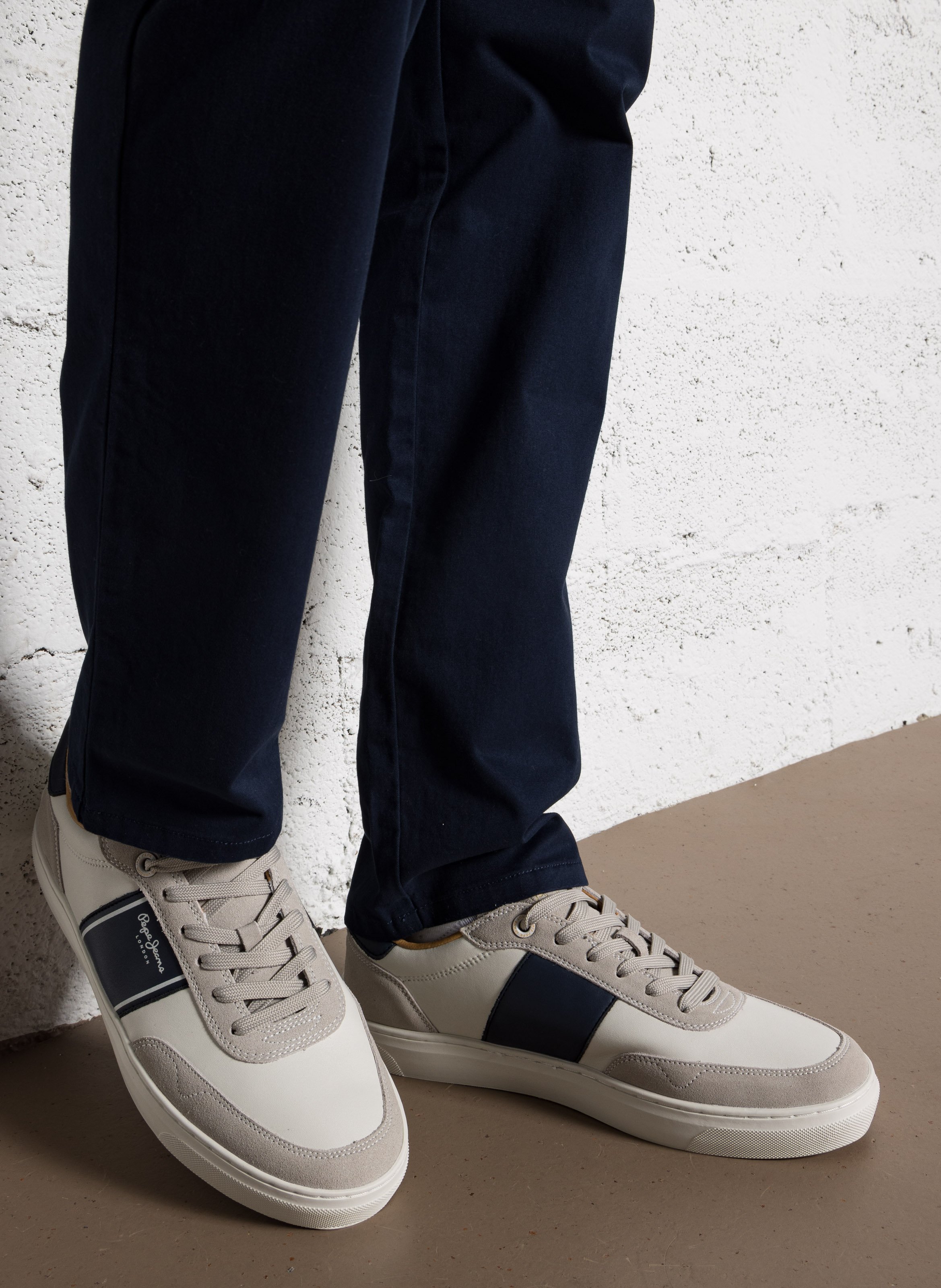 Low-top dual-material sneakers PEPE JEANS White