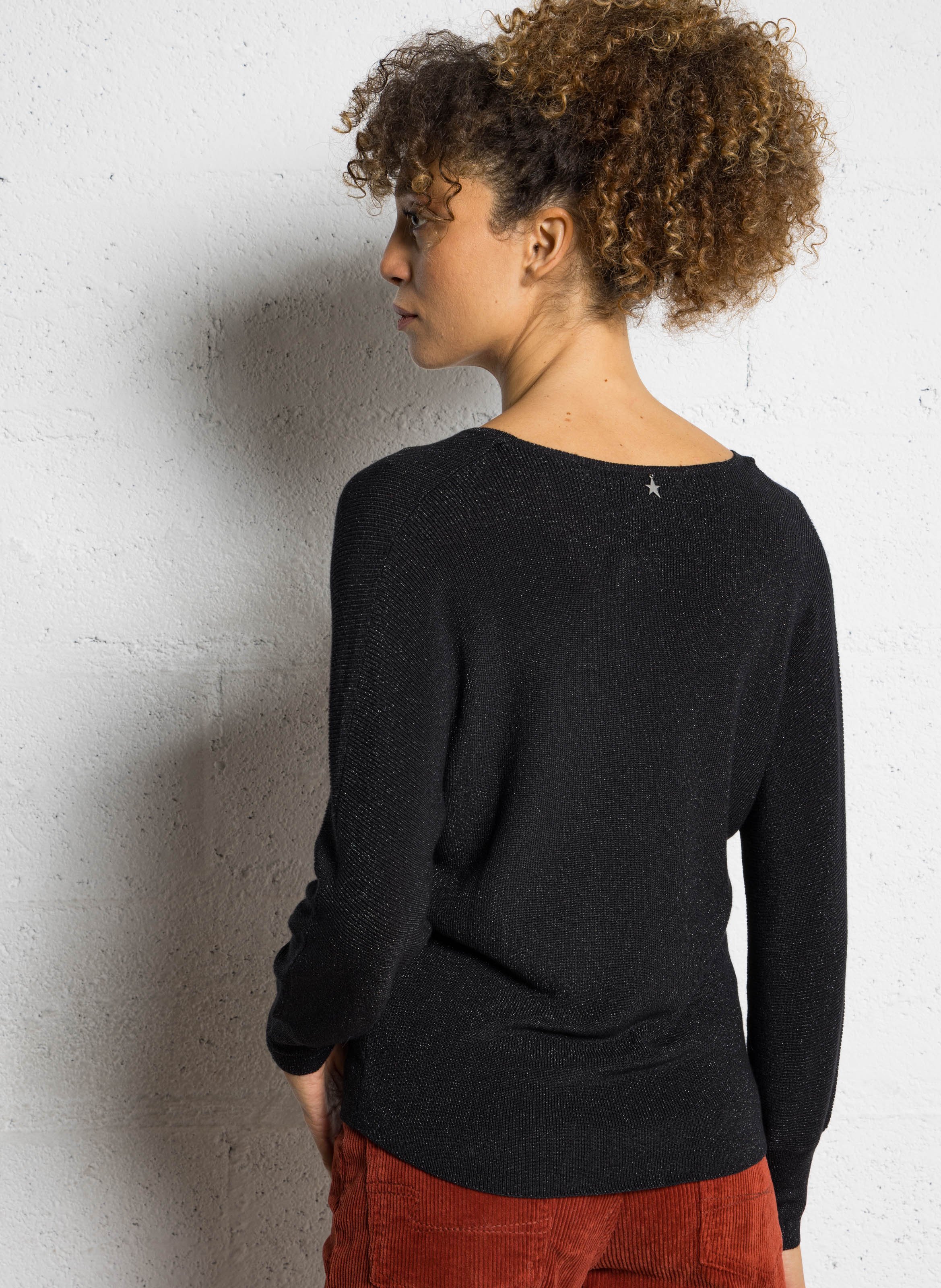 Pull ample pailleté manches chauve-souris  SUD EXPRESS Noir