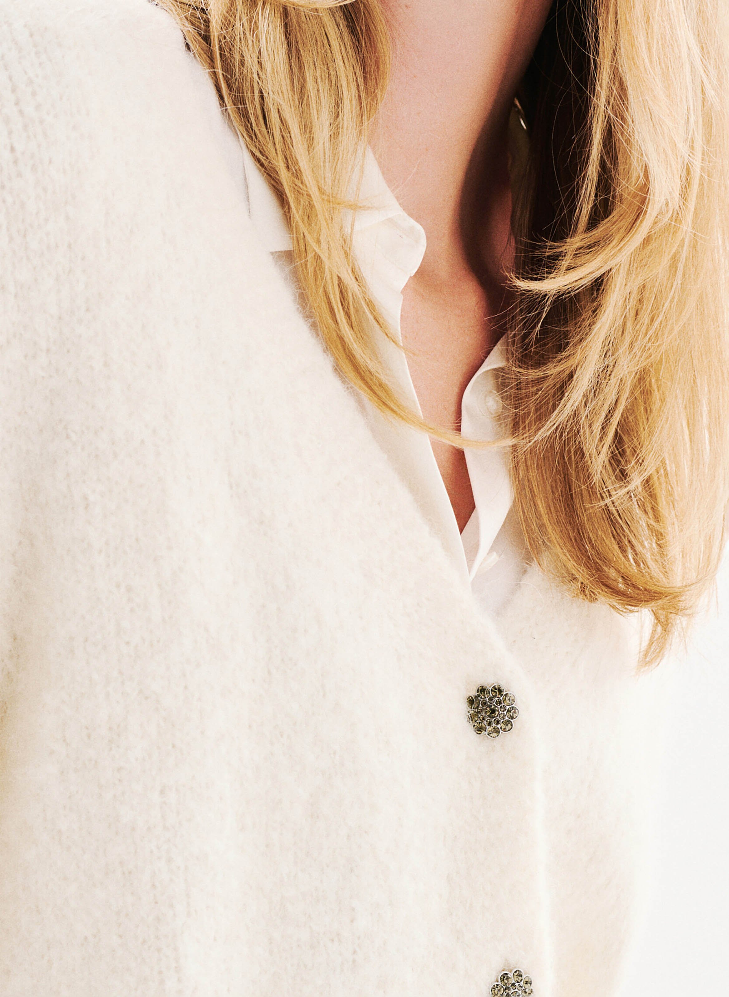 Gerader Knopfverschluss Cardigan uni Beige