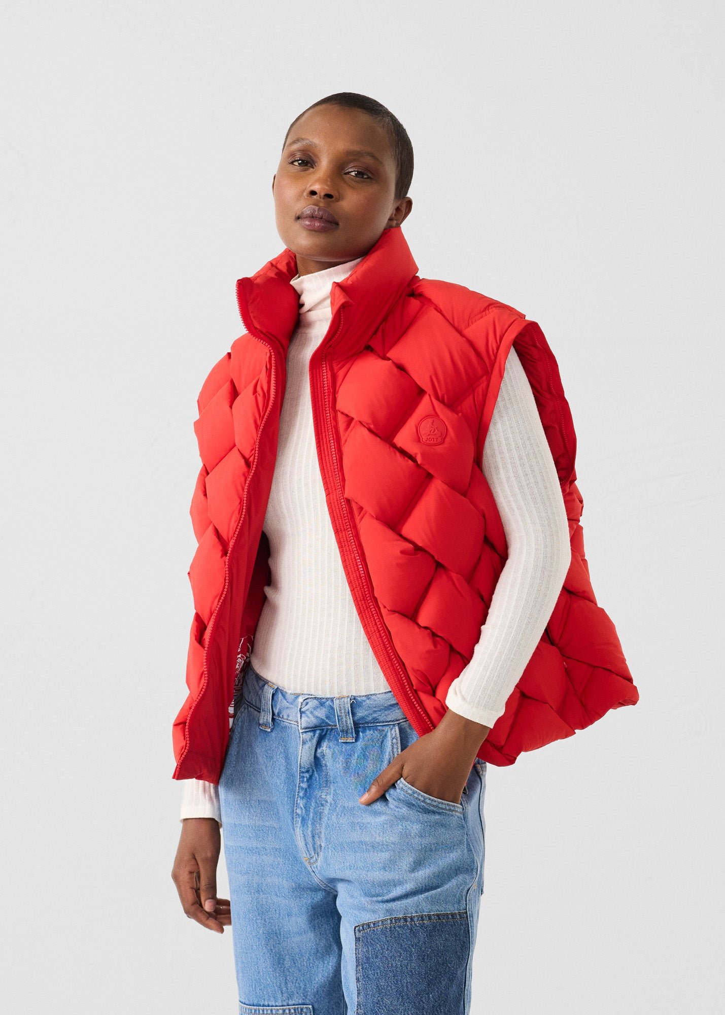 Alya quilted puffer cold weather jacket JOTT Red