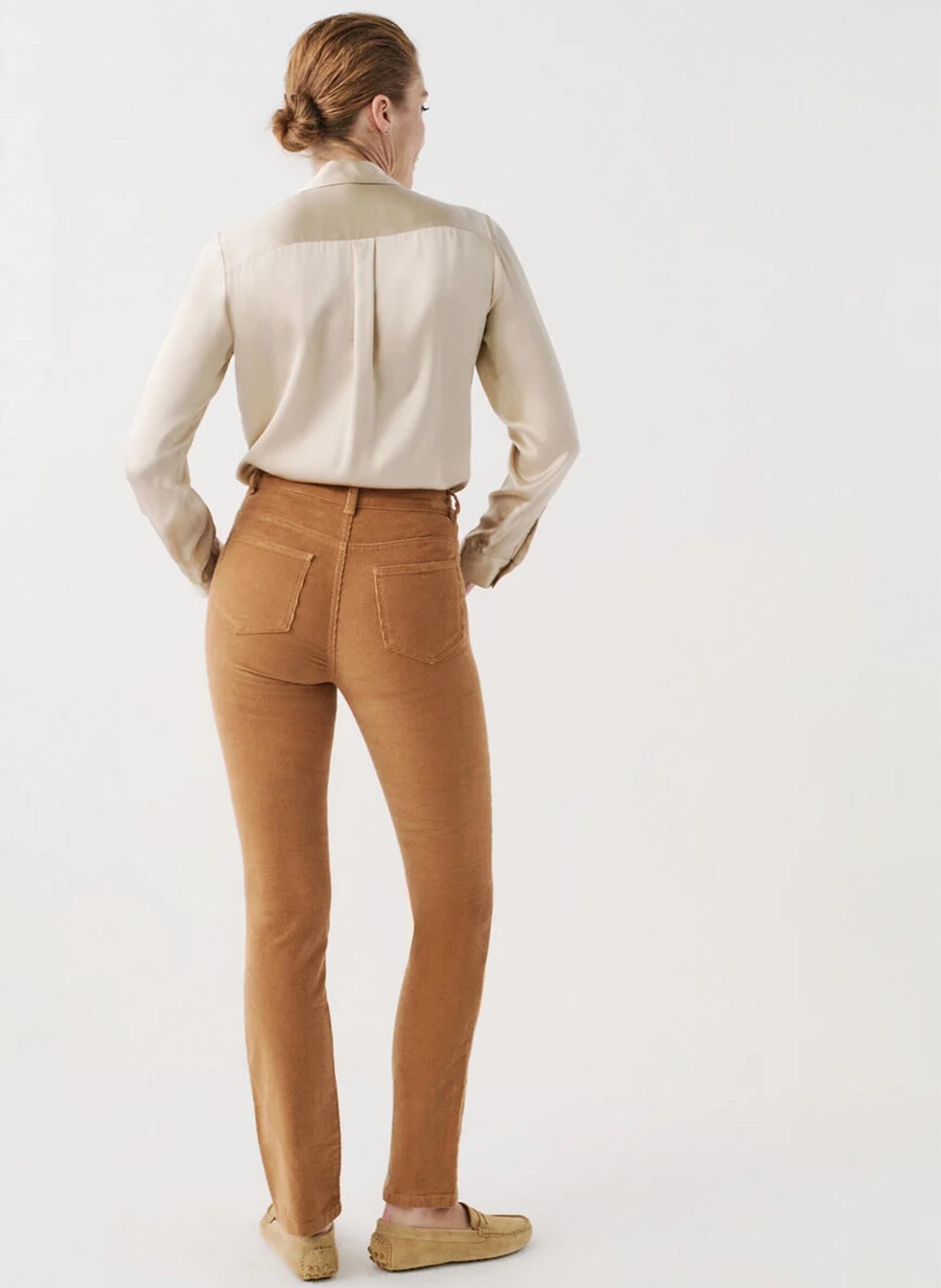 Pantalon droit en velours CAROLL Marron