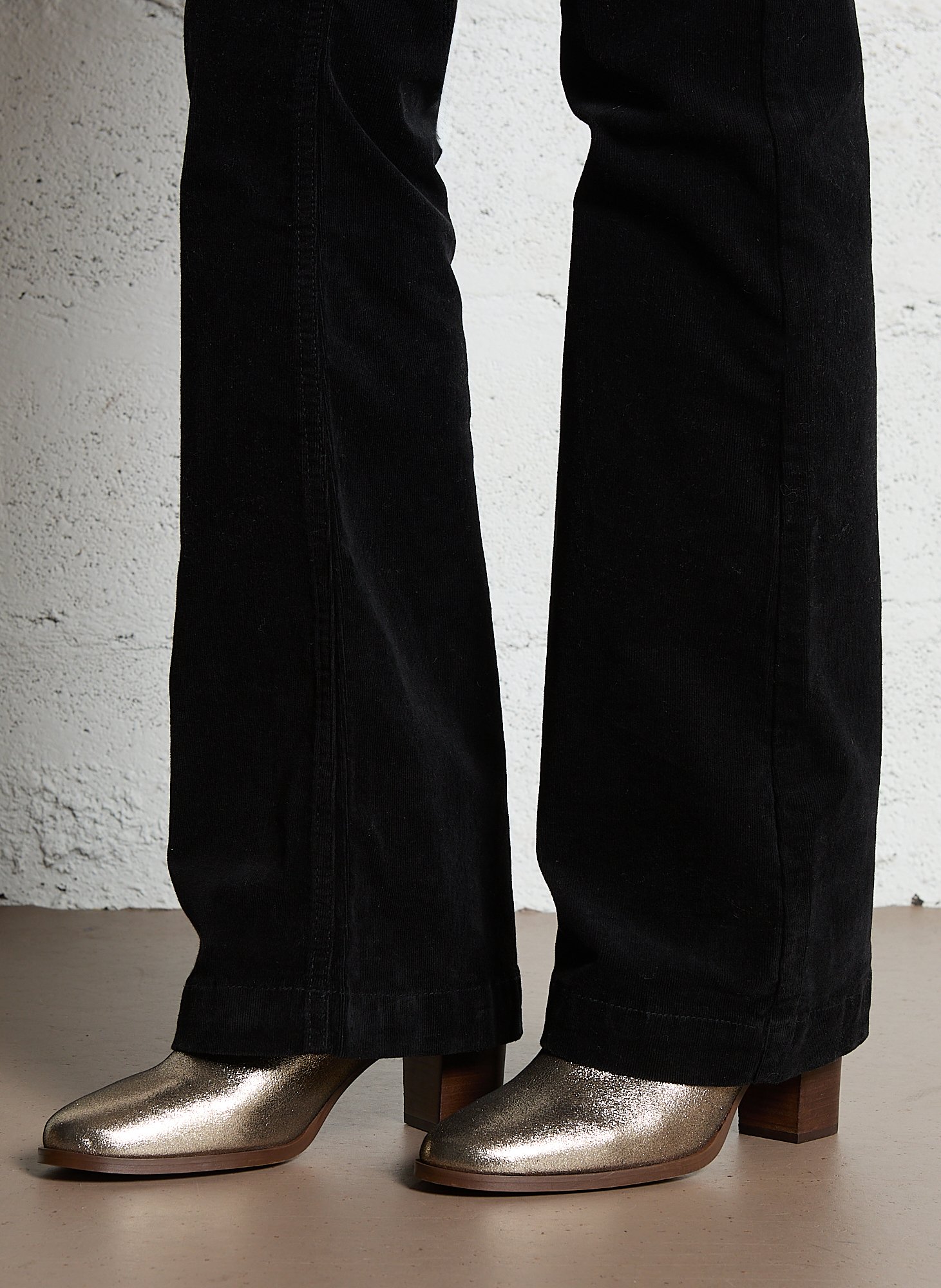 Glanzende, leren enkellaarzen met hak MAISON TOUFET Goudkleurig