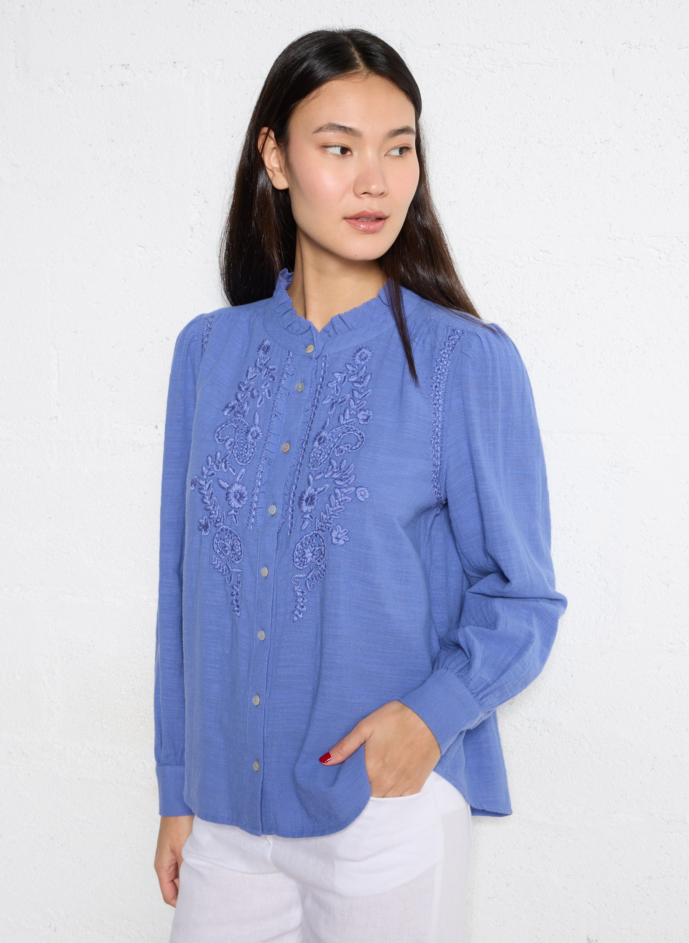 Chemise brodée en coton  MAISON 123